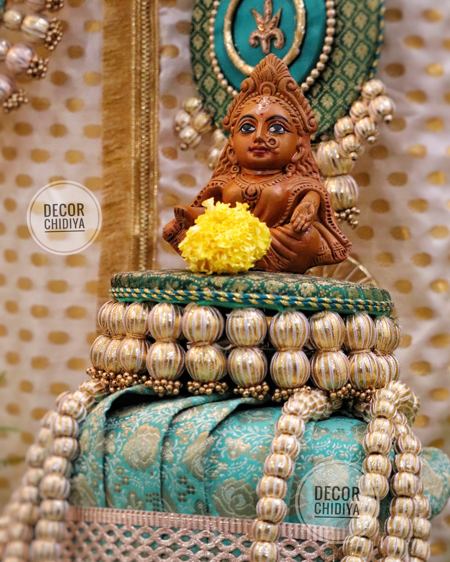 Jaladhi Temple Decor - Beautiful temple decor setup - Seagreen temple decor