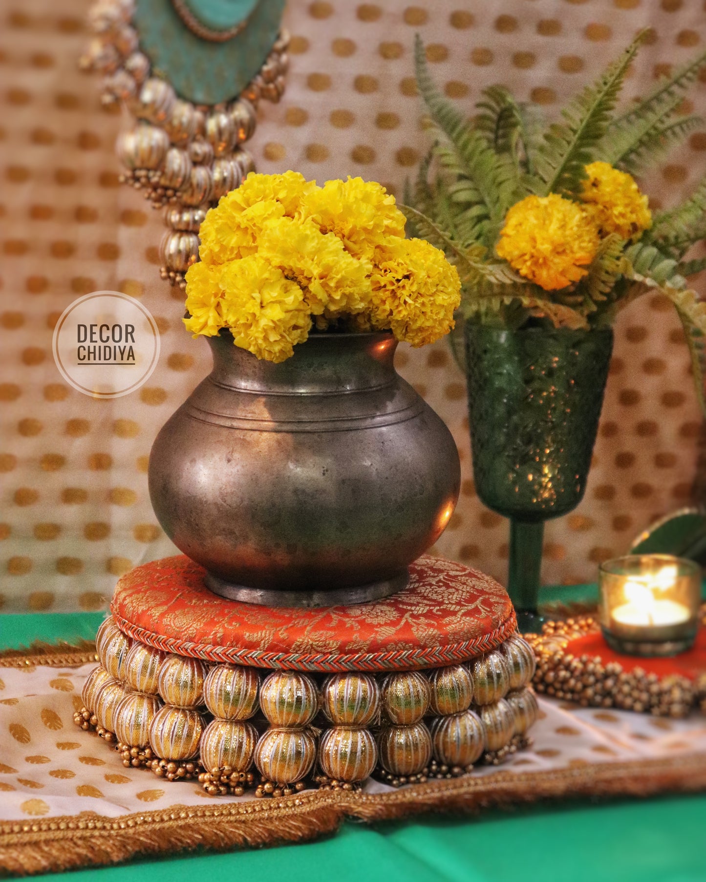 Jaladhi Temple Decor - Beautiful temple decor setup - Seagreen temple decor