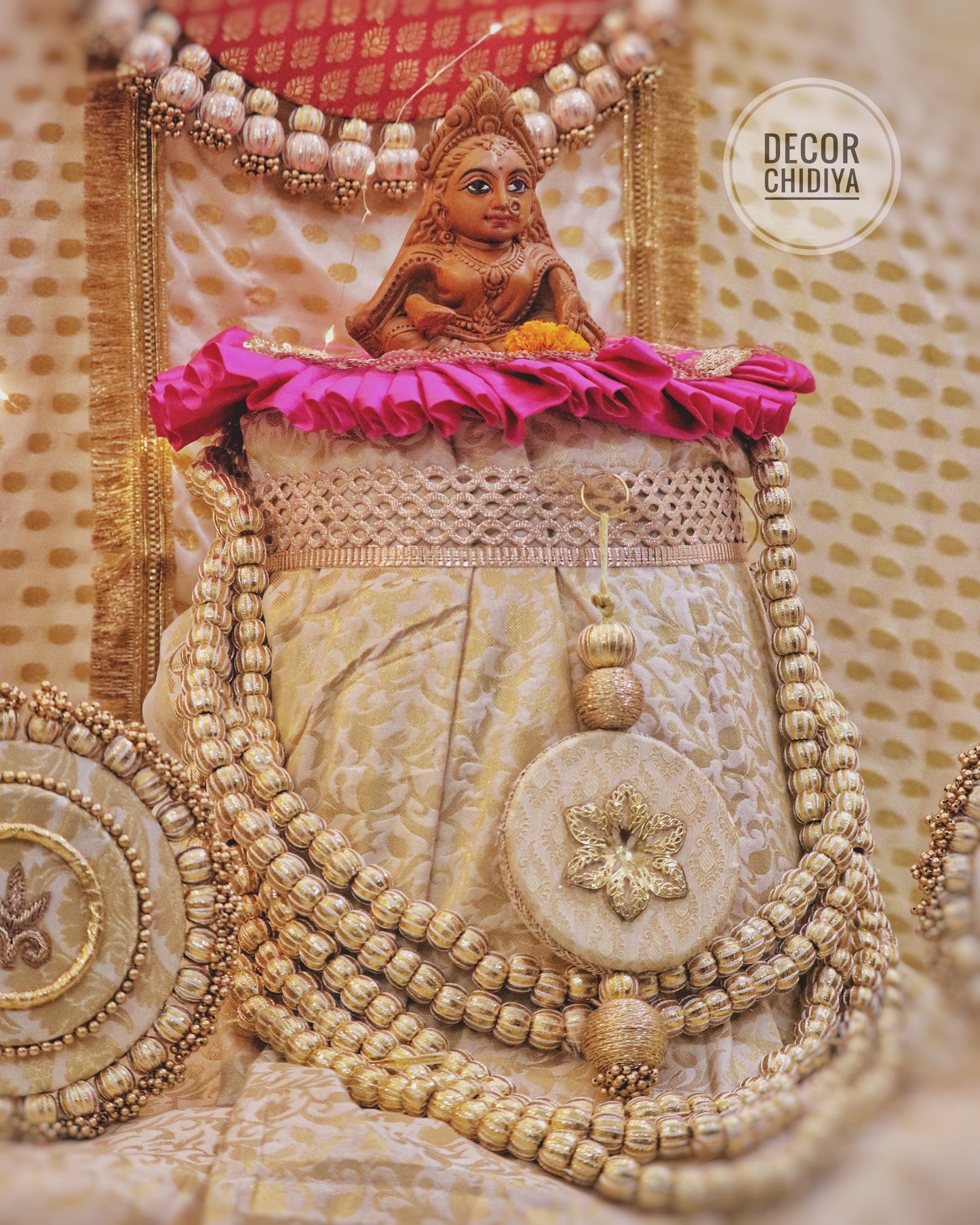 Shwet Decor - Beautiful temple decor setup -White temple decor