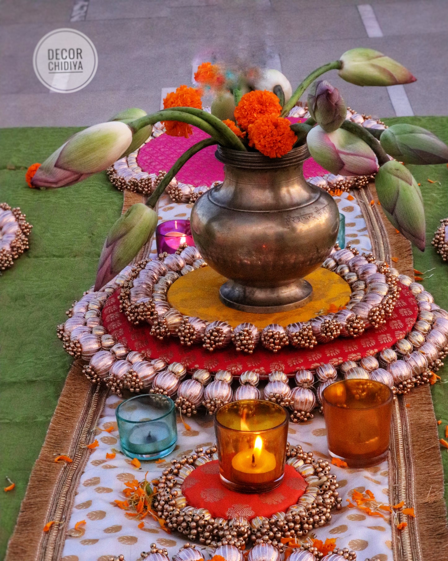 Multicolor marigolds -Beautiful Indian summer Table decoration -Theme set various