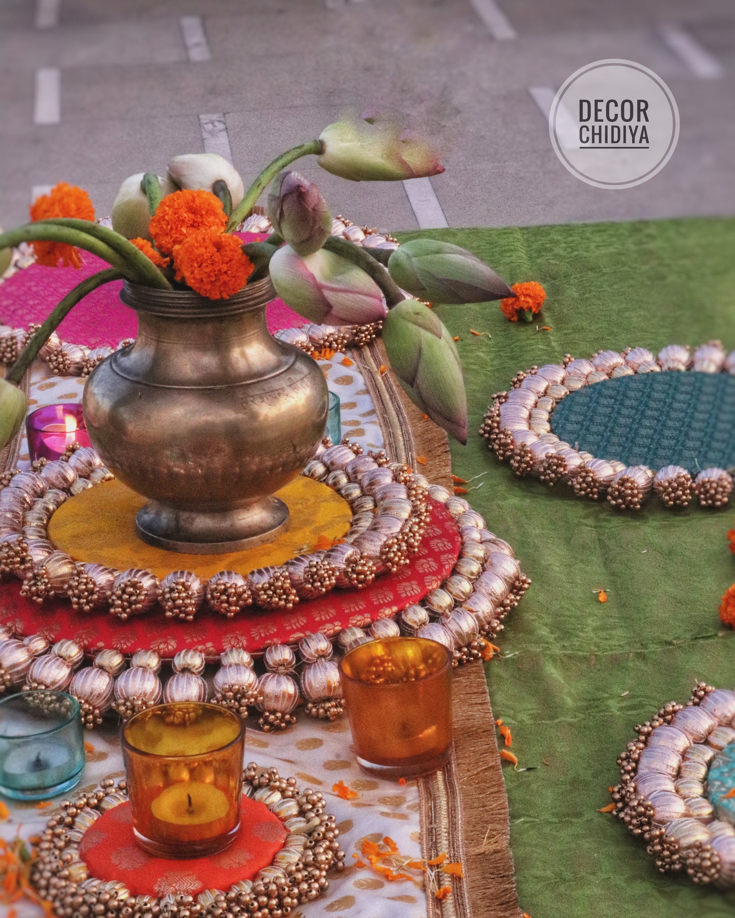 Multicolor marigolds -Beautiful Indian summer Table decoration -Theme set various