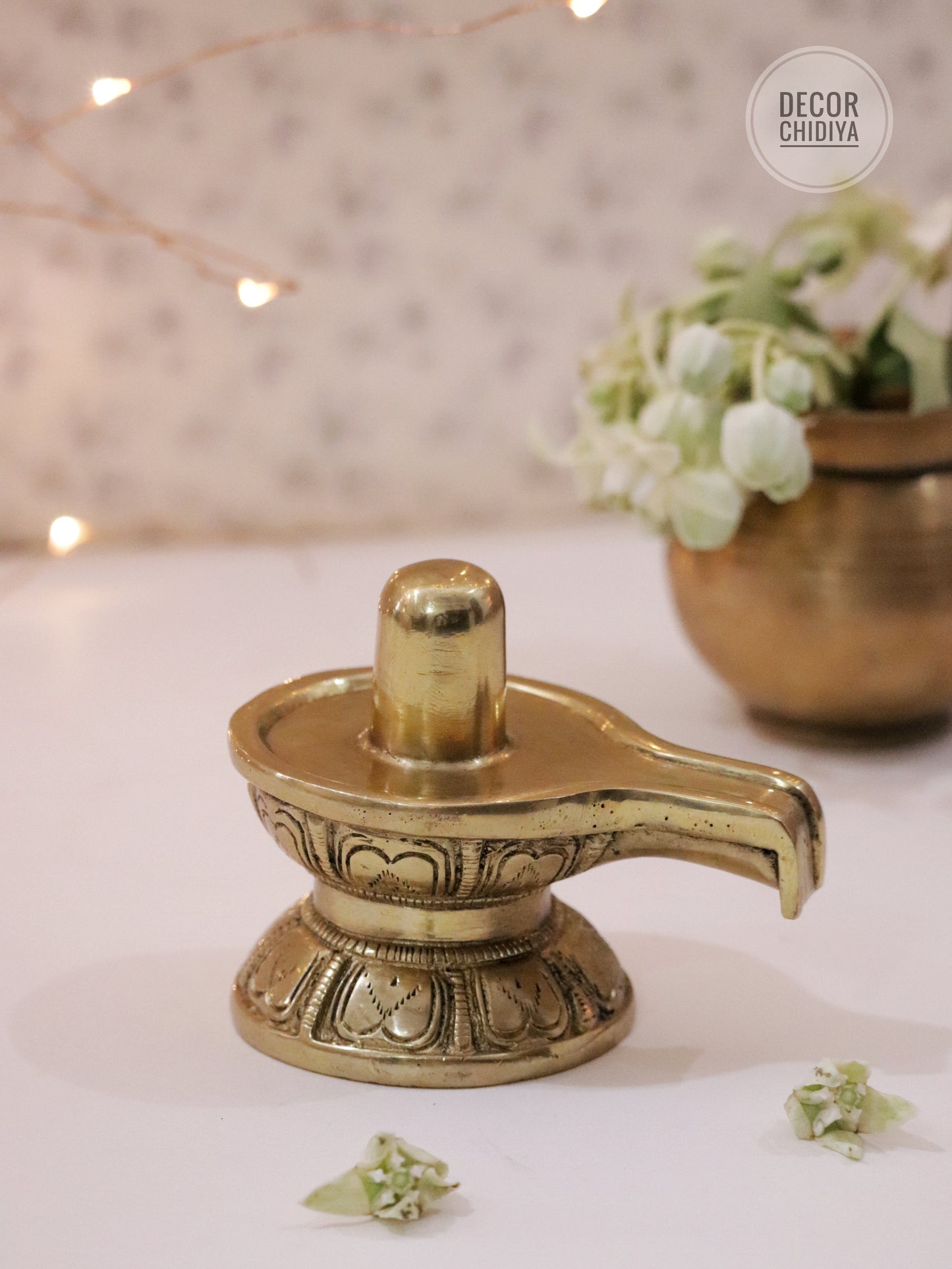 Antique hand carved brass shivling