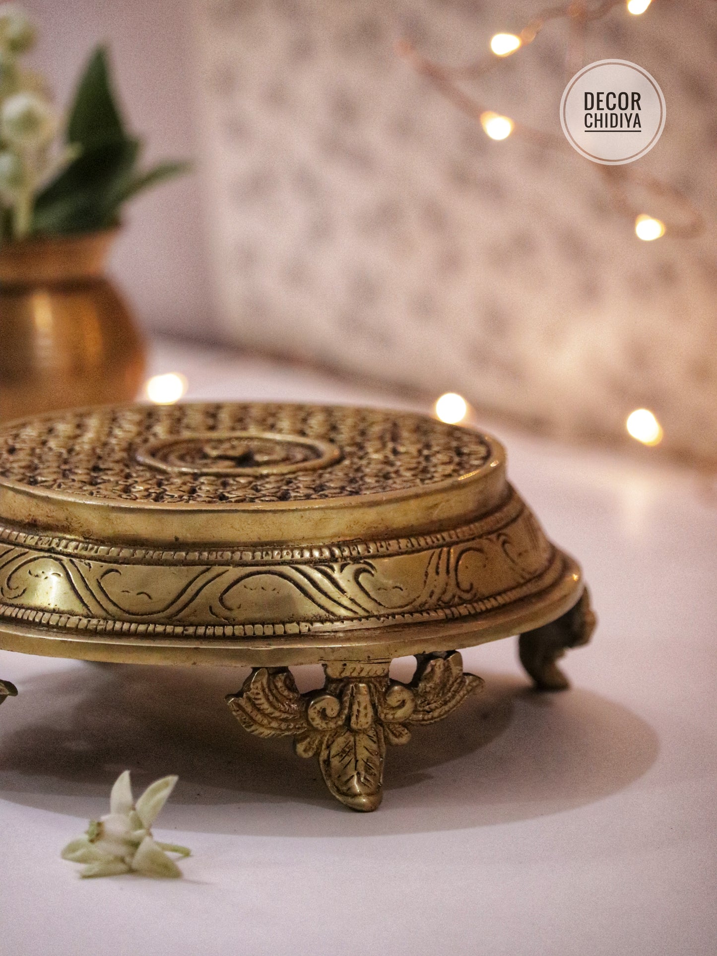 Antique hand carved vintage Brass chowki