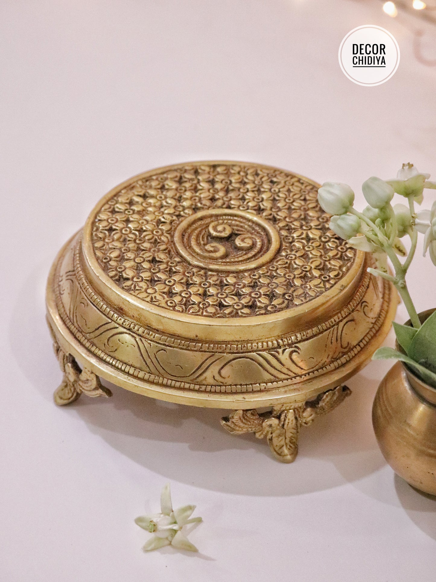 Antique hand carved vintage Brass chowki