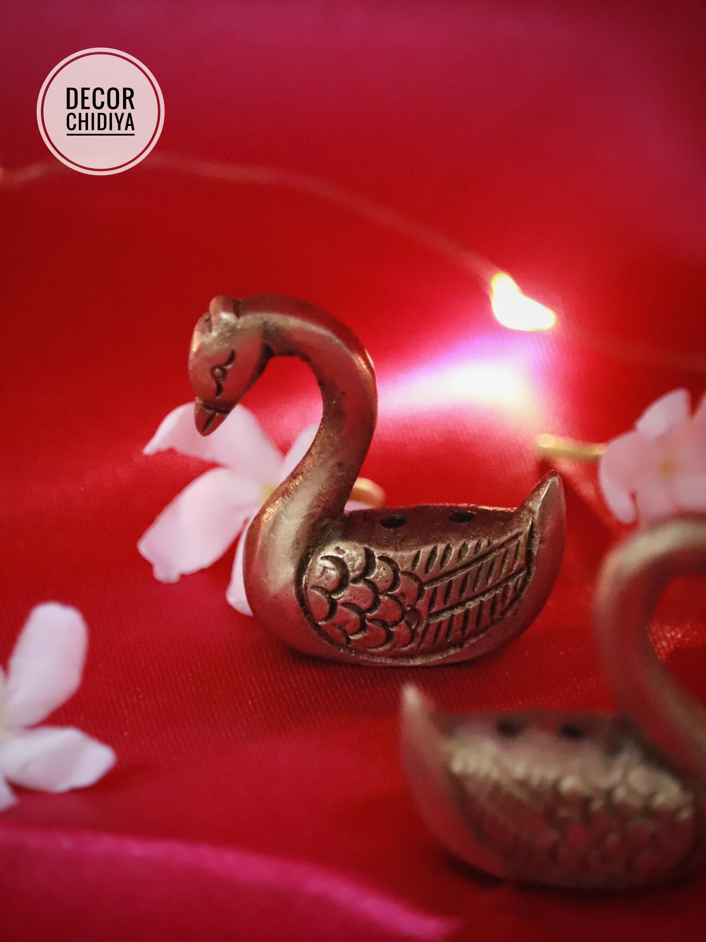 Antique hand carved Agarbatti or incense holder swan pair