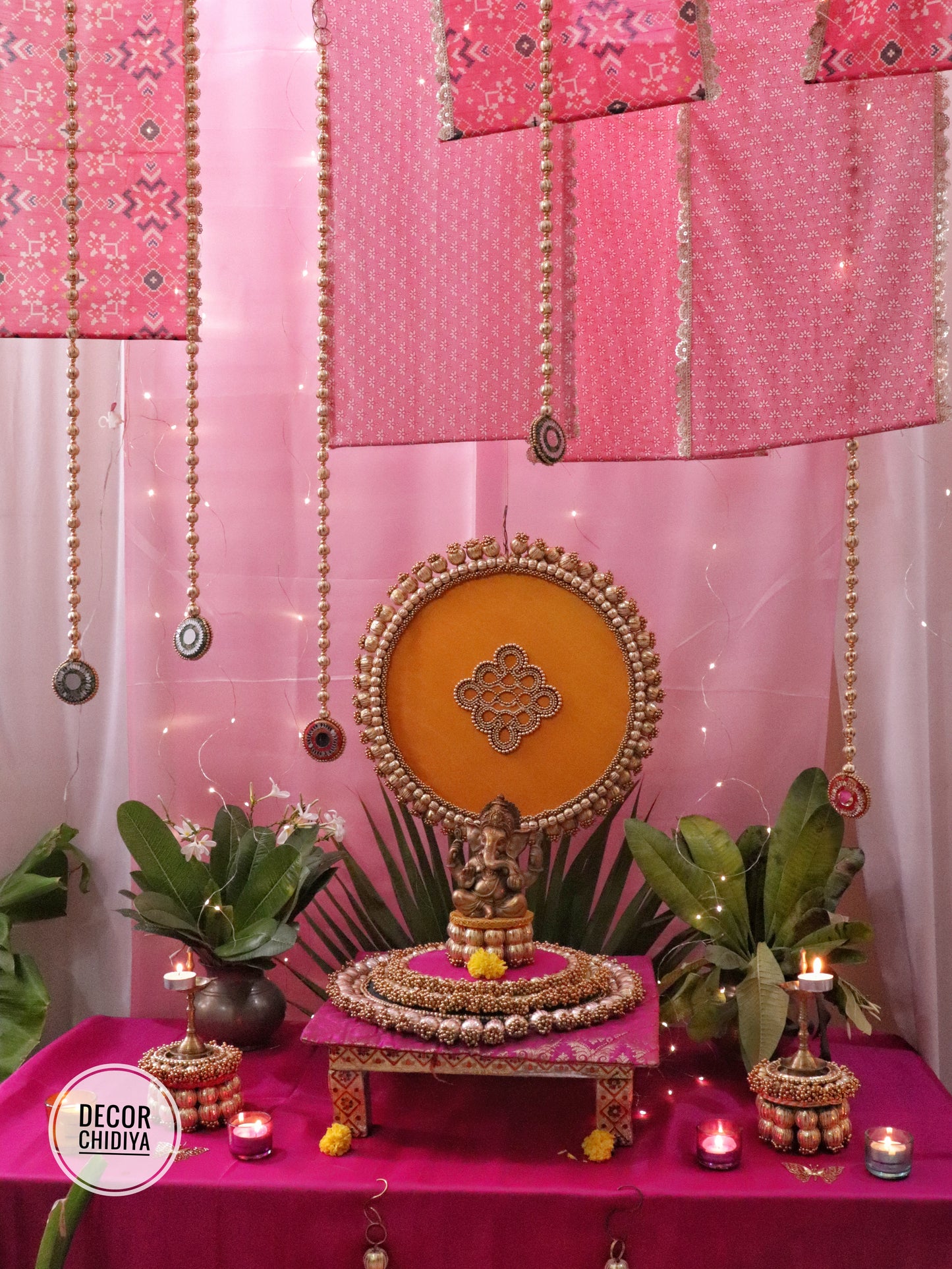 Kolam Katha – Pink Ganpati Table Decor Set (14 pcs)