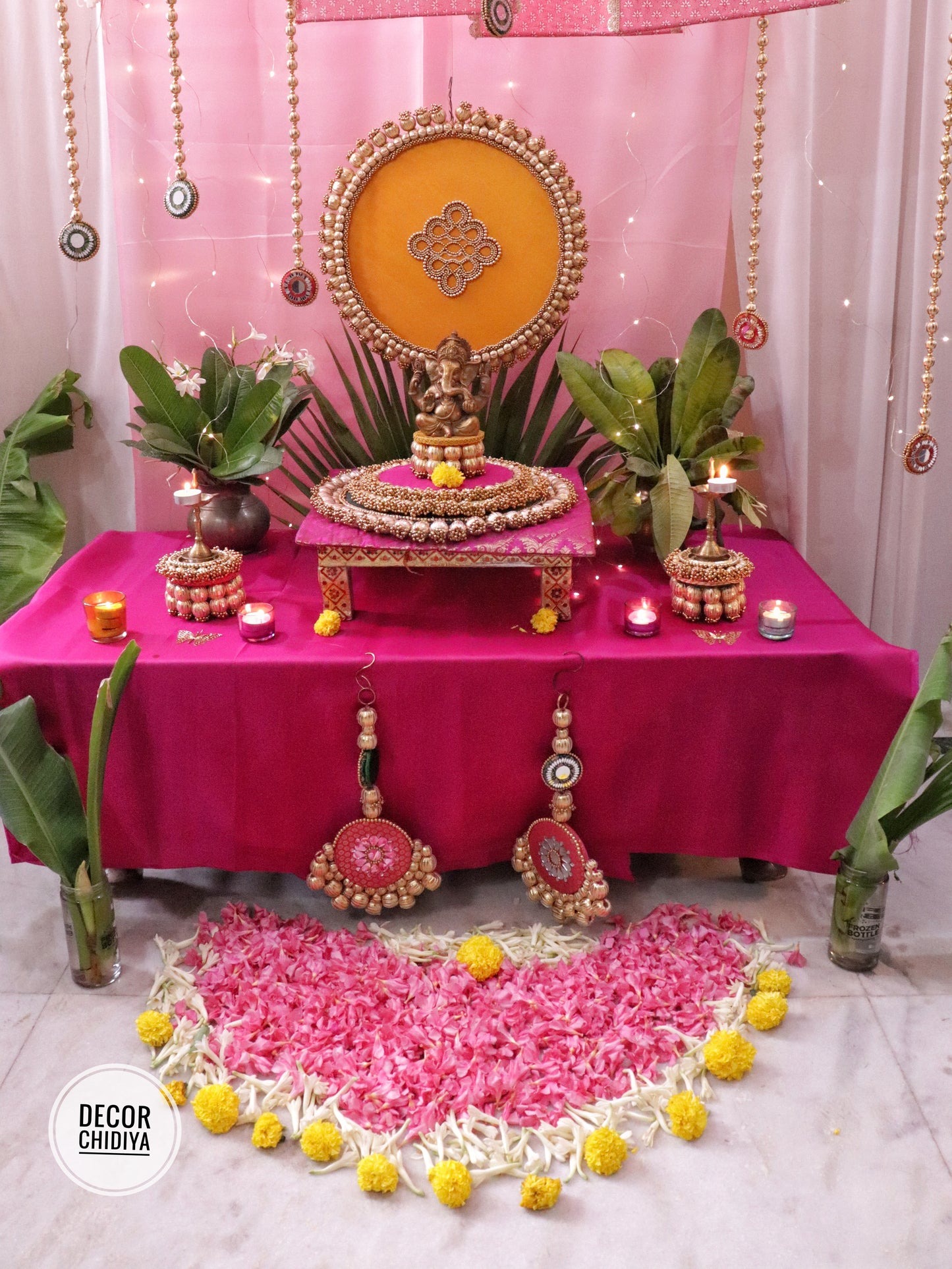 Kolam Katha – Pink Ganpati Table Decor Set (14 pcs)