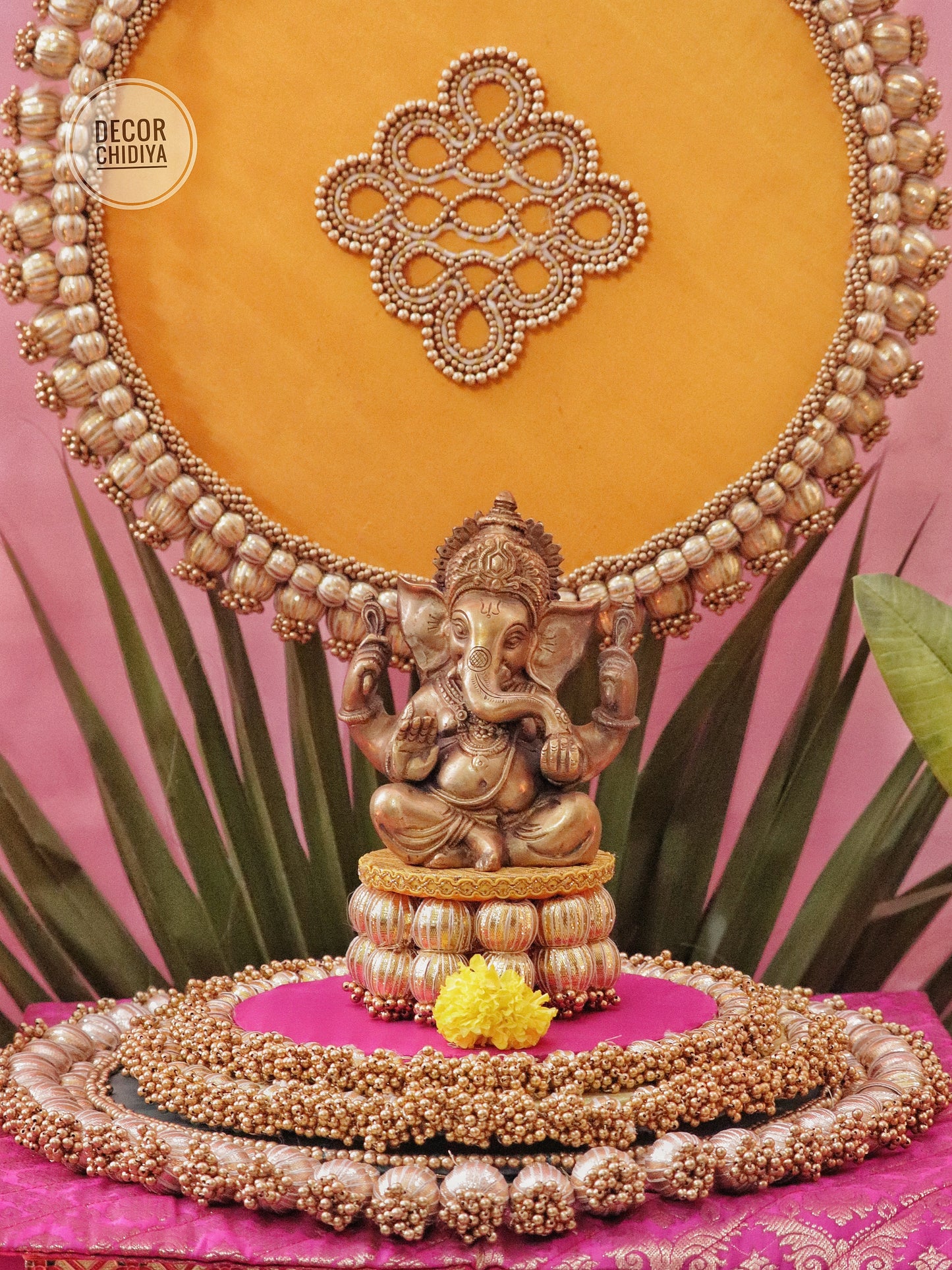 Kolam Katha – Pink Ganpati Table Decor Set (14 pcs)
