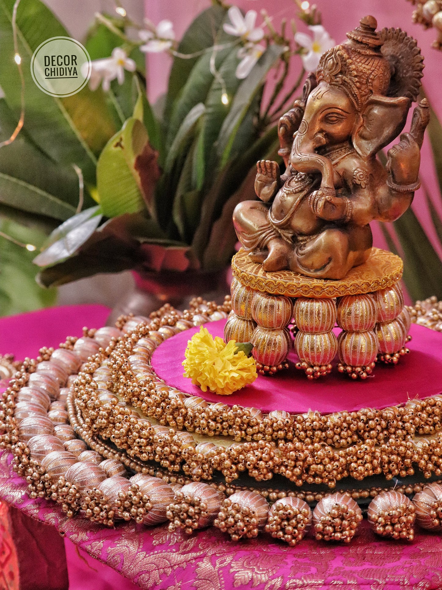 Kolam Katha – Pink Ganpati Table Decor Set (14 pcs)