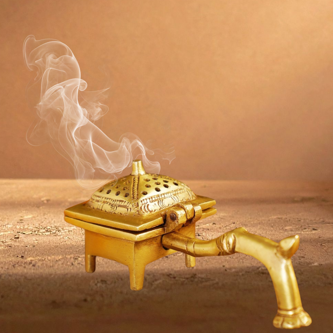 Handcrafted Brass square Dhoopdani | Sambrani & Dhoop Cone Burner