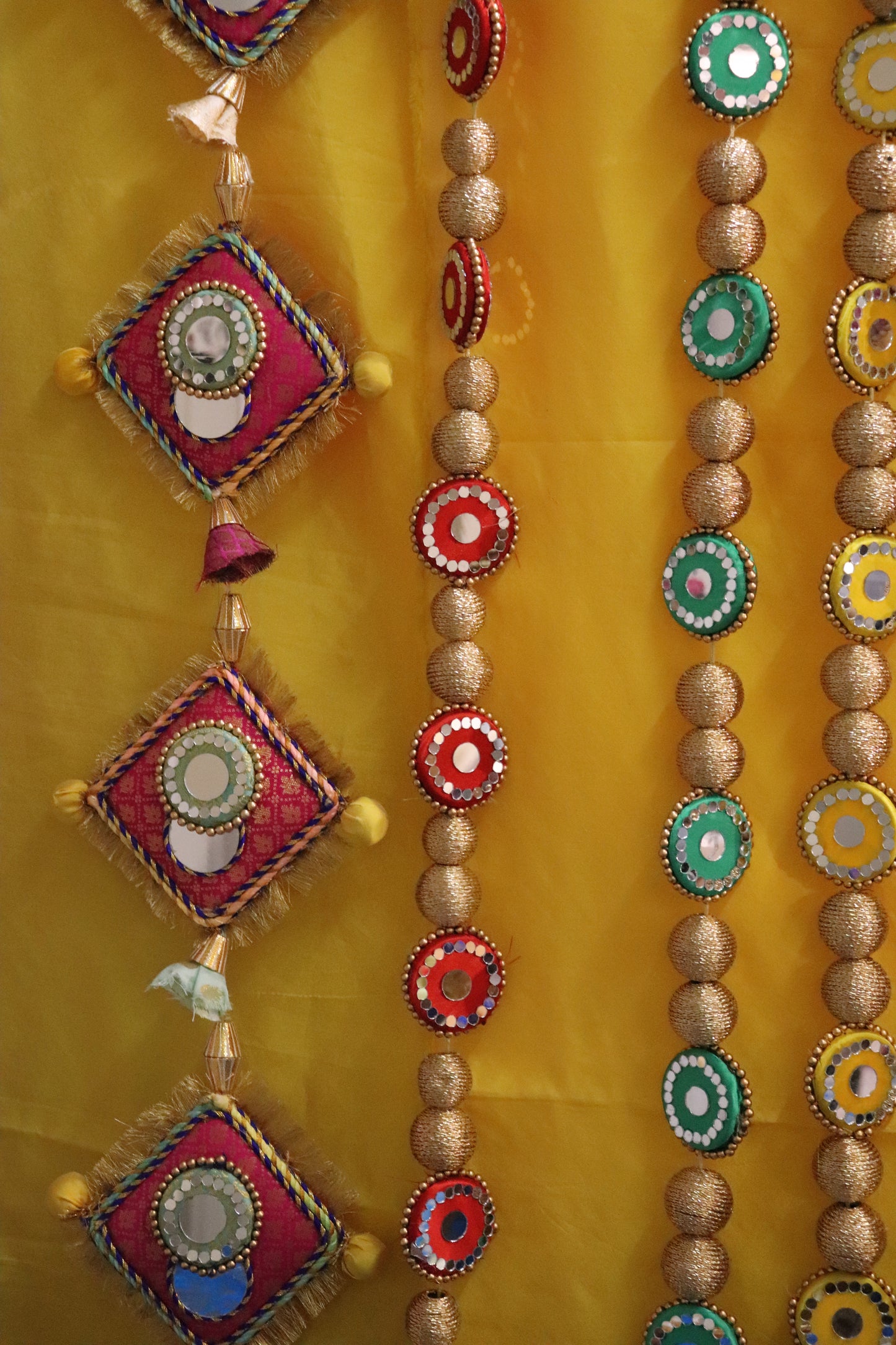 ZARI MIRROR WORK HANGING PAIR - VARIOUS COLORS