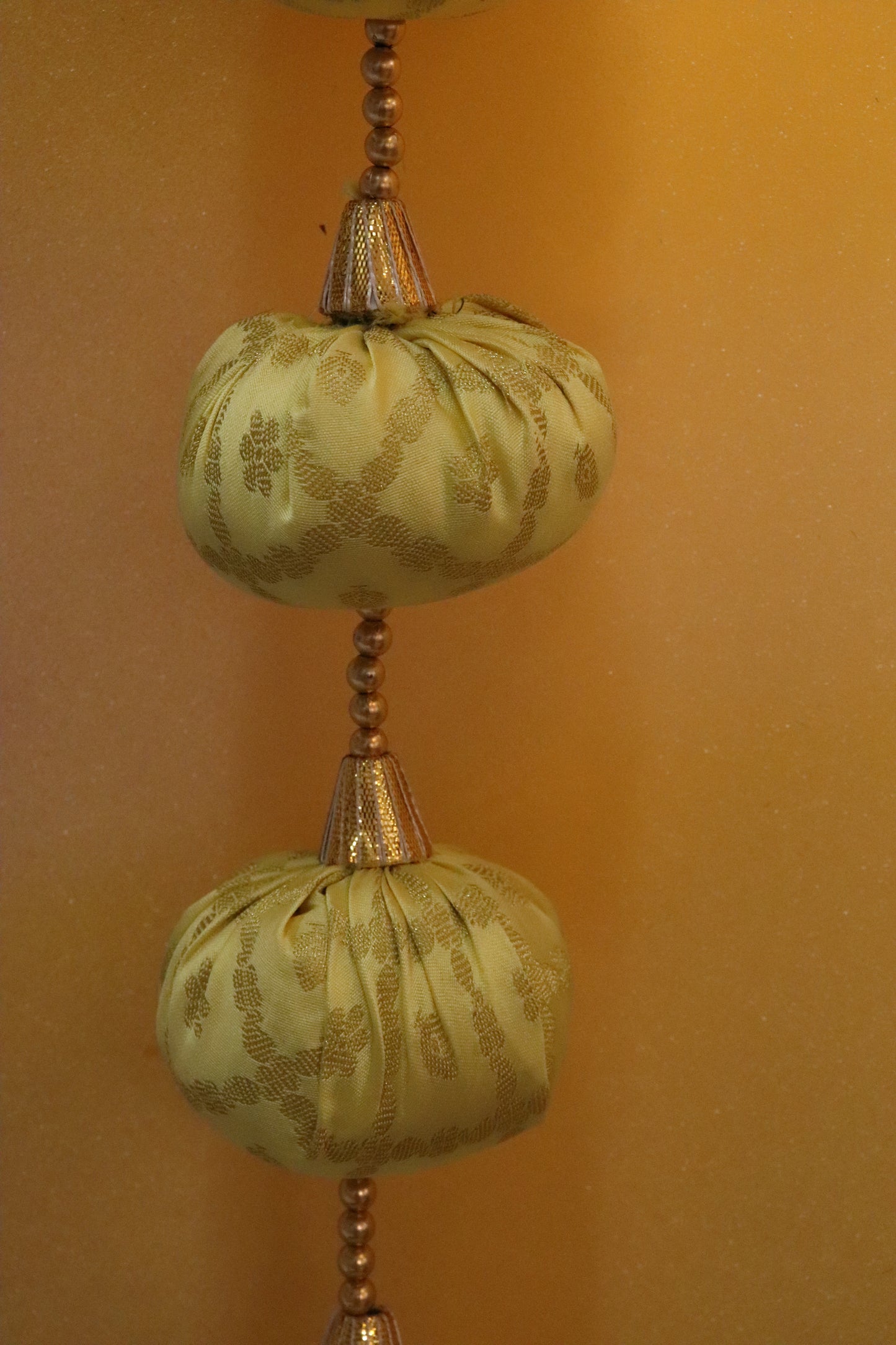 Brocade Baubles: Elegant Ball Hangings - Yellow