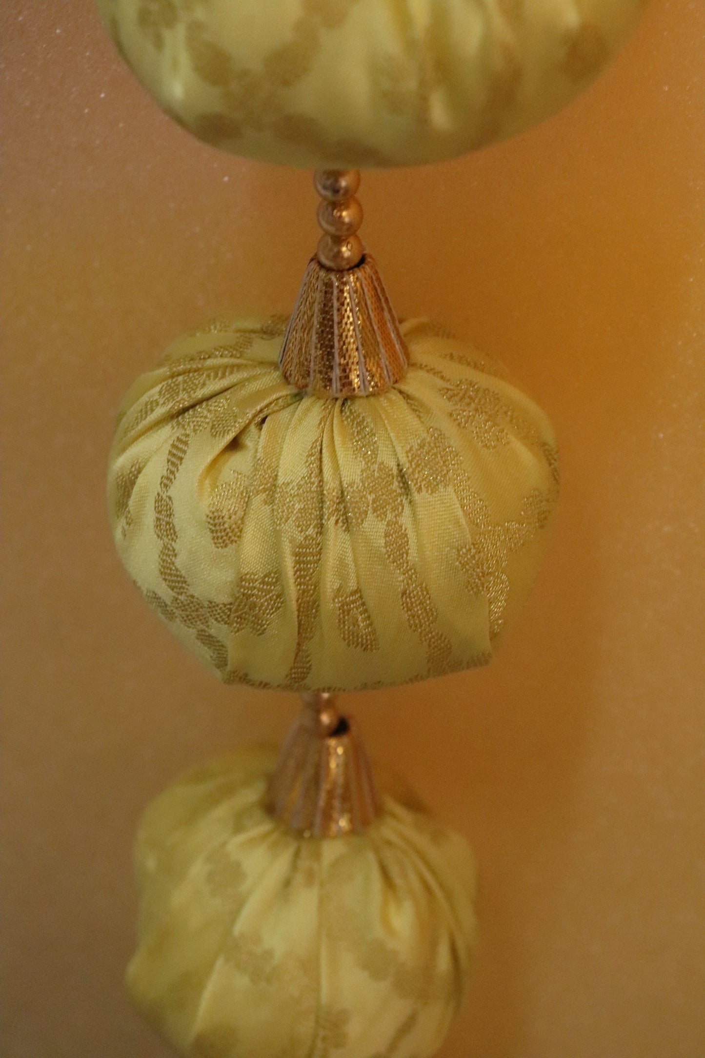 Brocade Baubles: Elegant Ball Hangings - Yellow