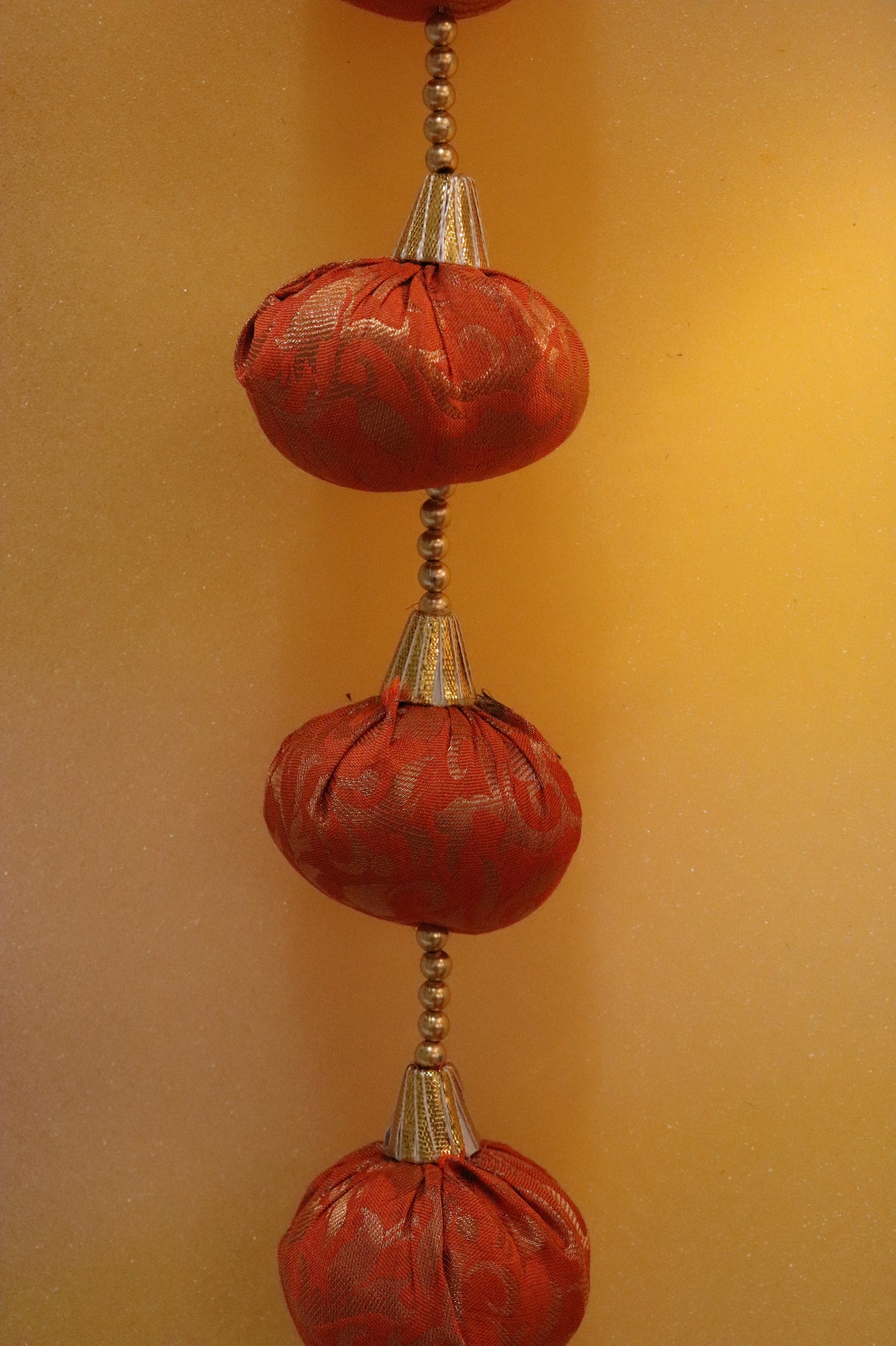 Brocade Baubles: Elegant Ball Hangings - orange