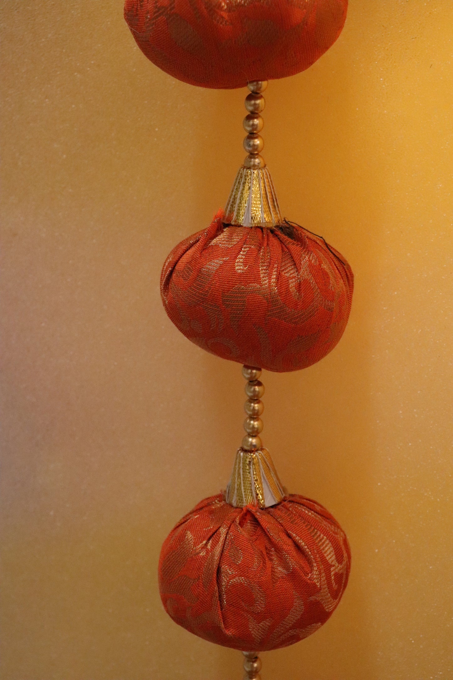 Brocade Baubles: Elegant Ball Hangings - orange