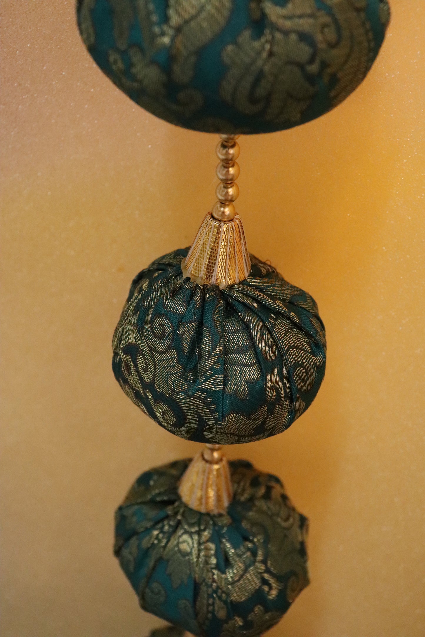 Brocade Baubles: Elegant Ball Hangings - Green