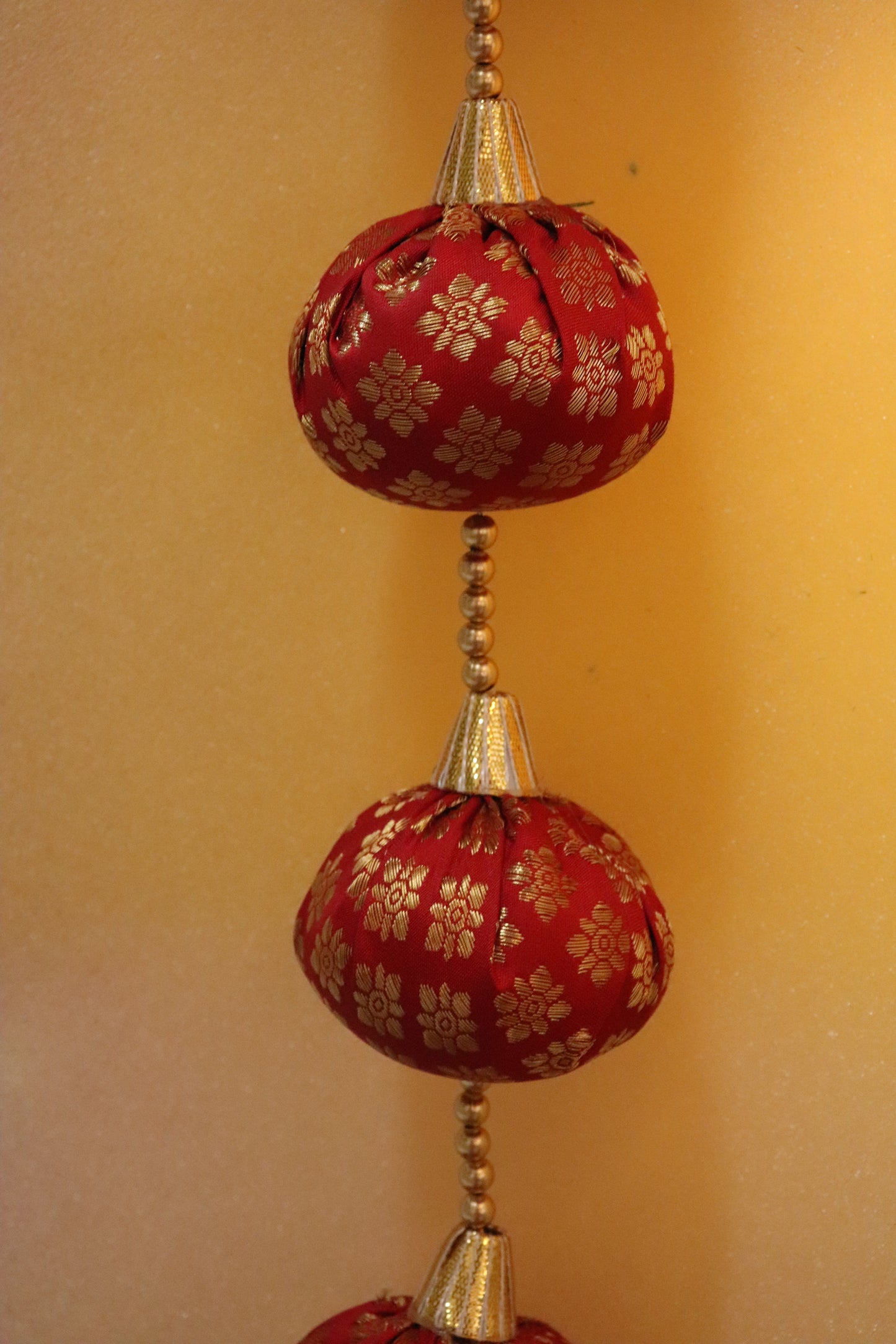 Brocade Baubles: Elegant Ball Hangings - Red