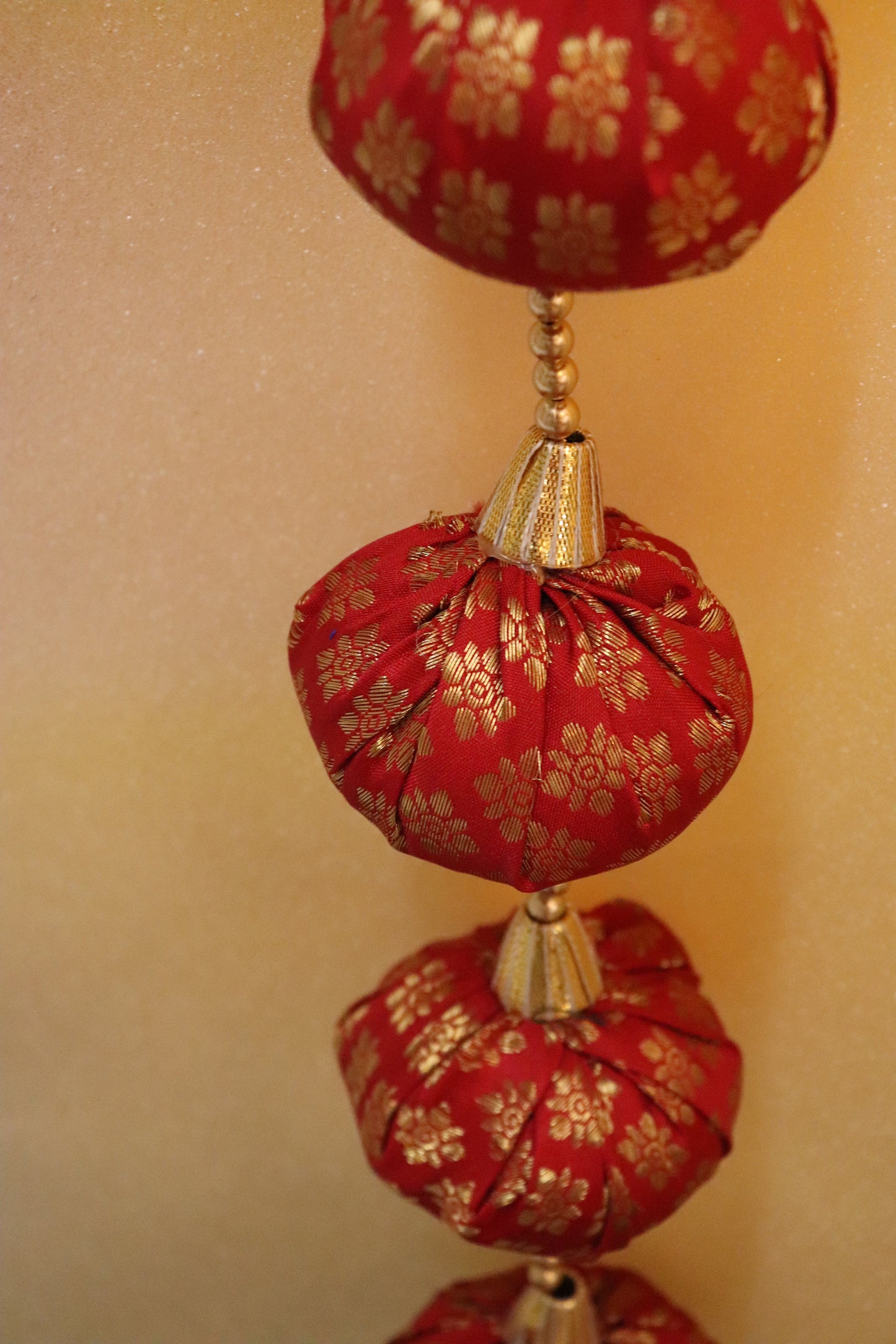 Brocade Baubles: Elegant Ball Hangings - Red