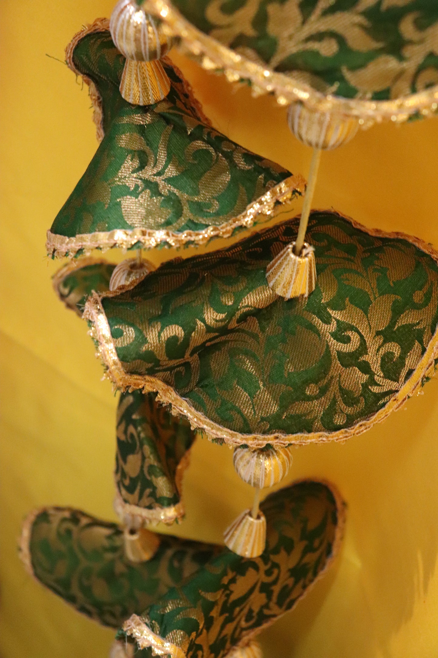 Regal Whimsy: Bunting Flags Hanging in Brocade- Green color Pair
