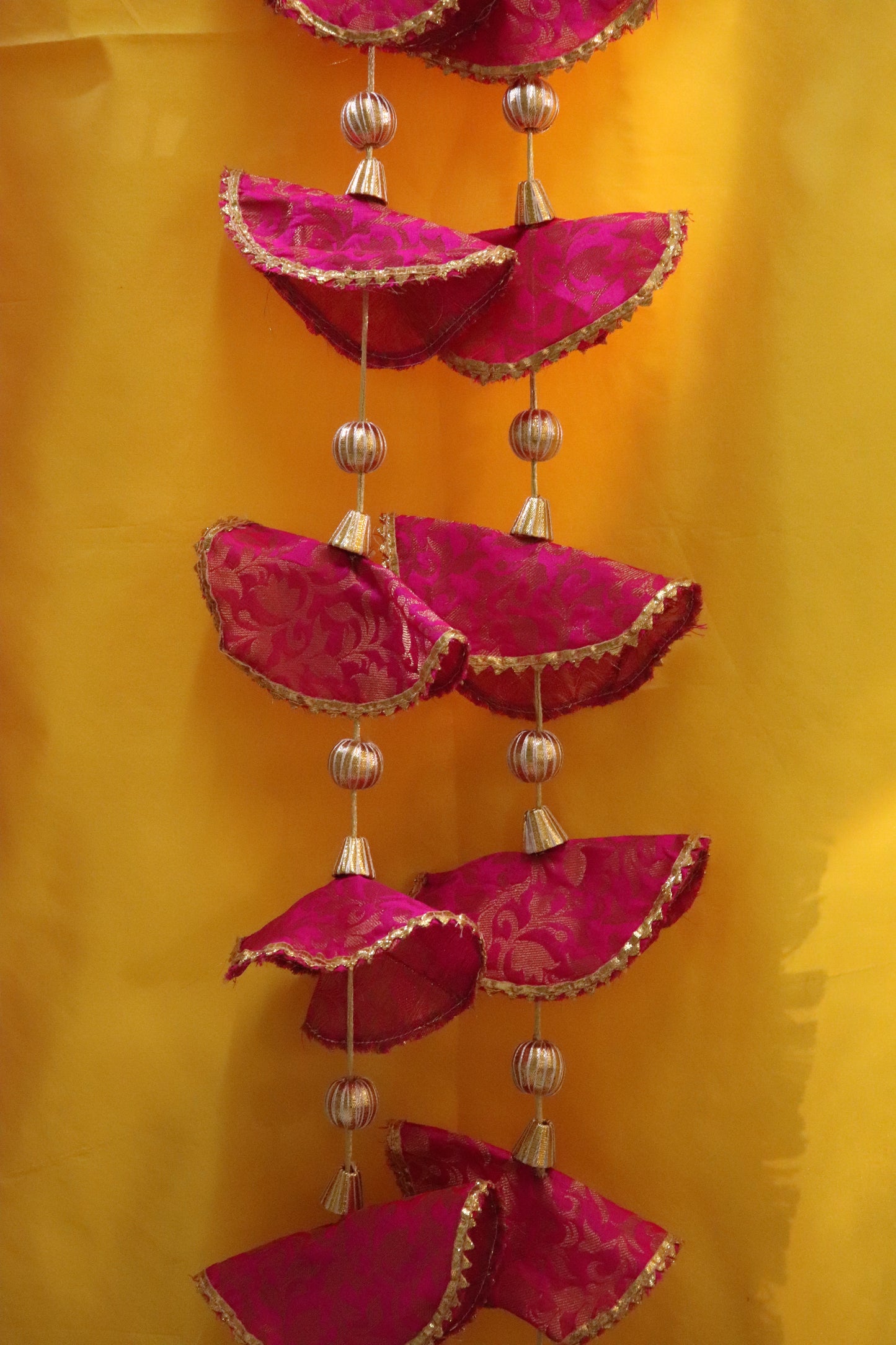 Regal Whimsy: Bunting Flags Hanging in Brocade- Pink Pair