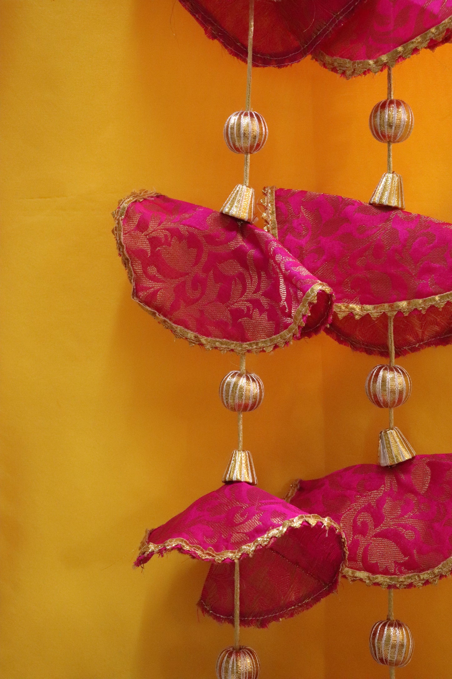 Regal Whimsy: Bunting Flags Hanging in Brocade- Pink Pair