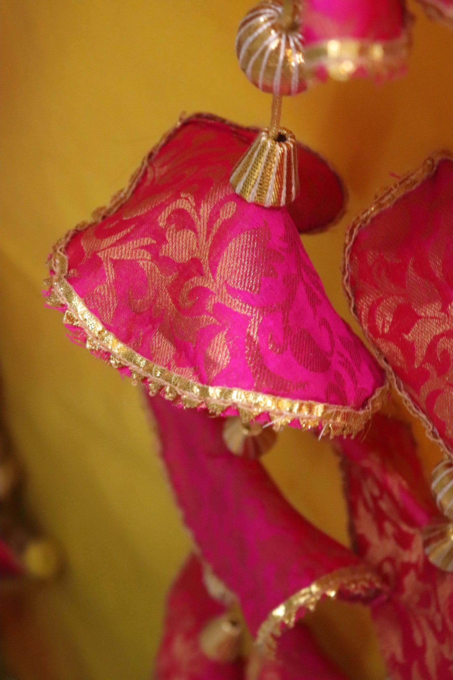Regal Whimsy: Bunting Flags Hanging in Brocade- Pink Pair
