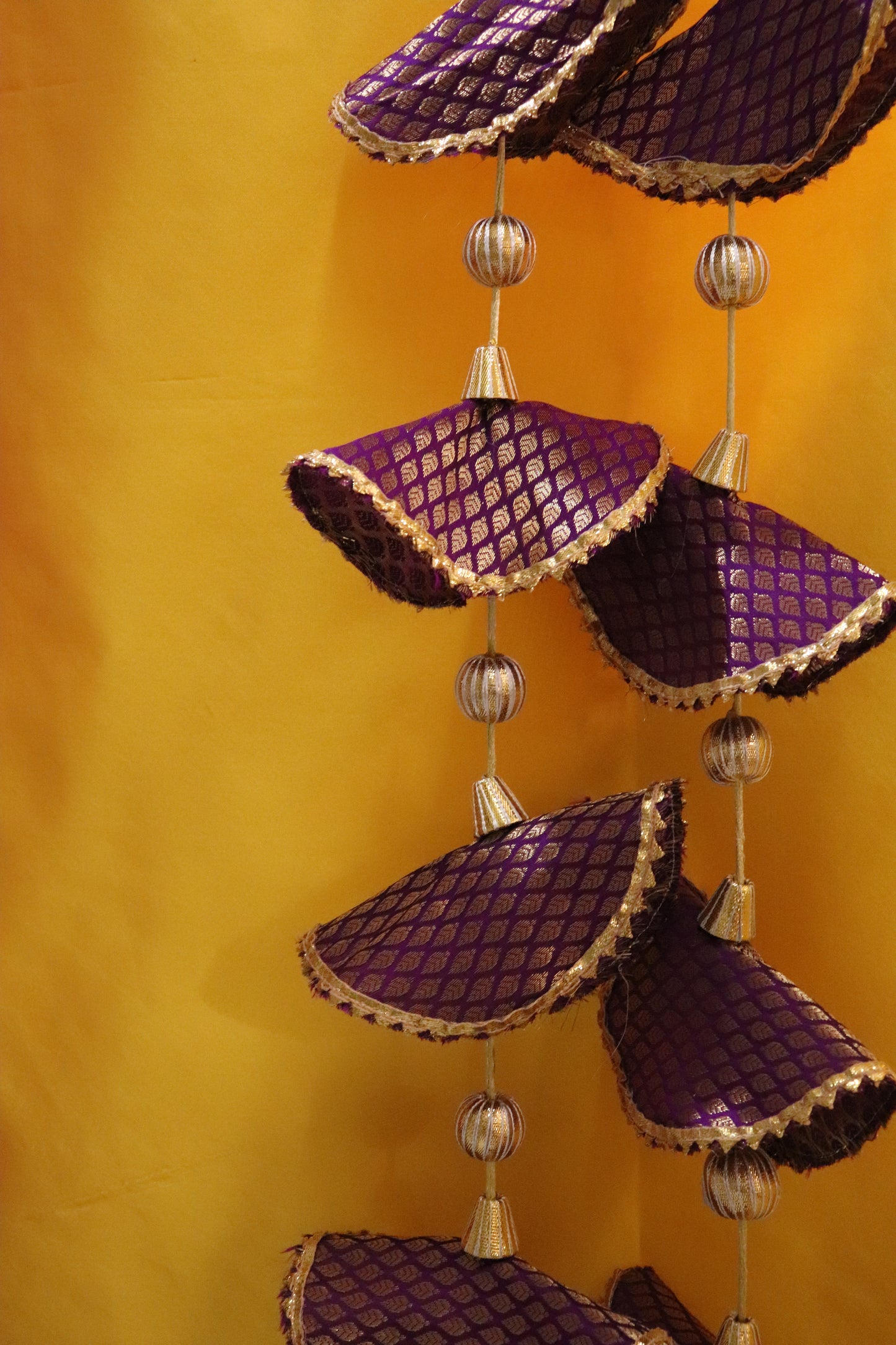 Regal Whimsy: Bunting Flags Hanging in Brocade- violet Pair