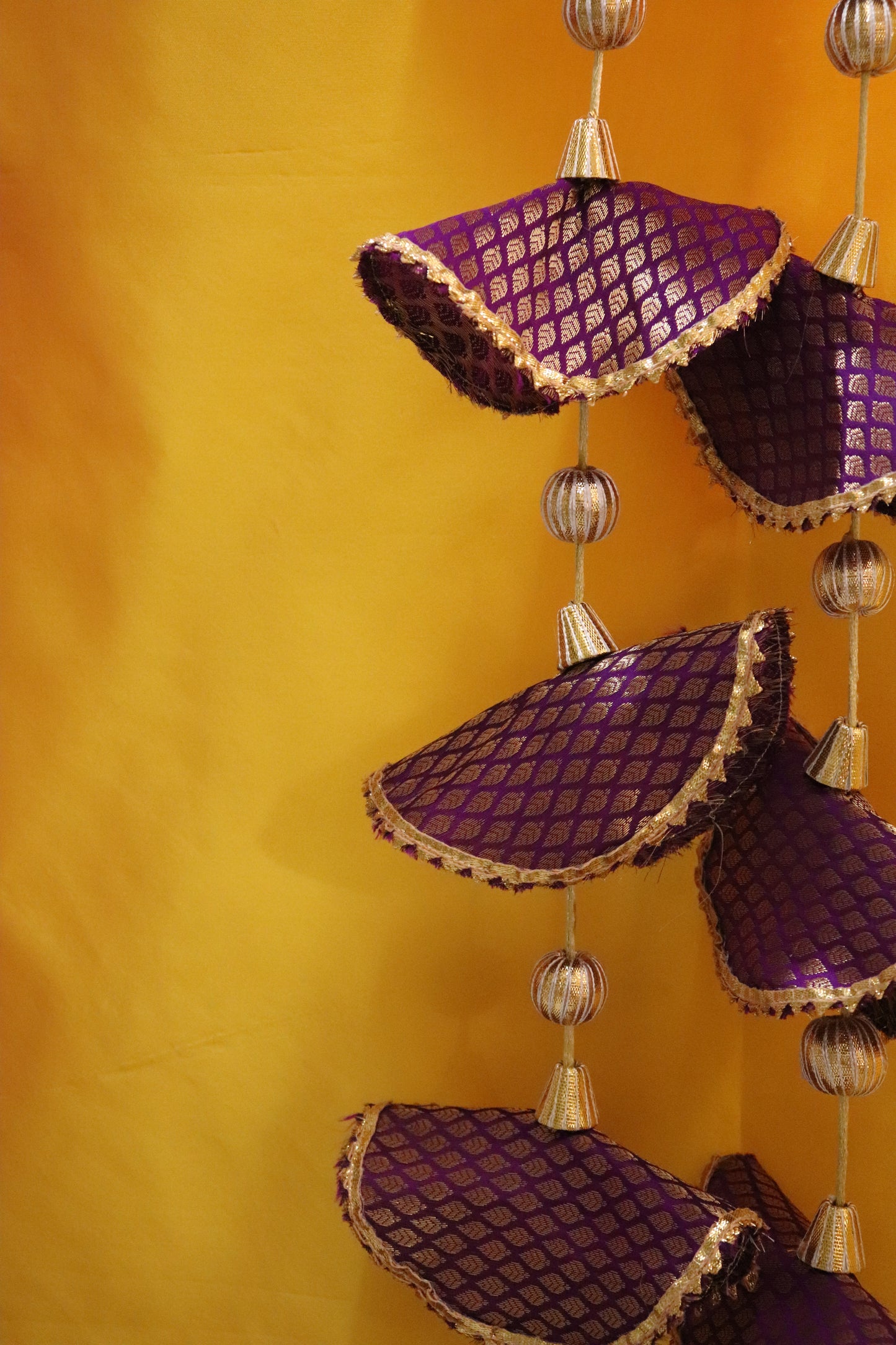 Regal Whimsy: Bunting Flags Hanging in Brocade- violet Pair