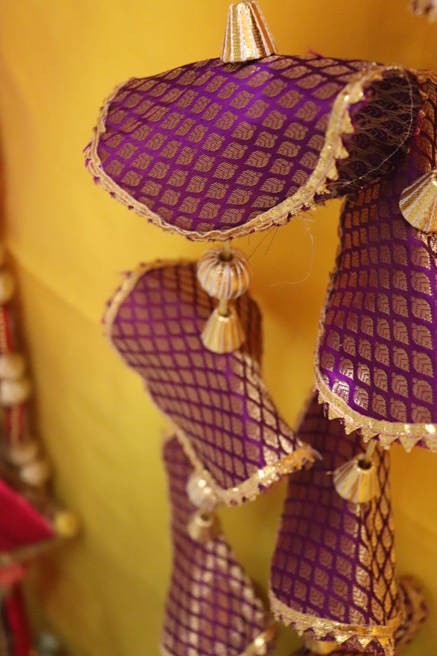 Regal Whimsy: Bunting Flags Hanging in Brocade- violet Pair