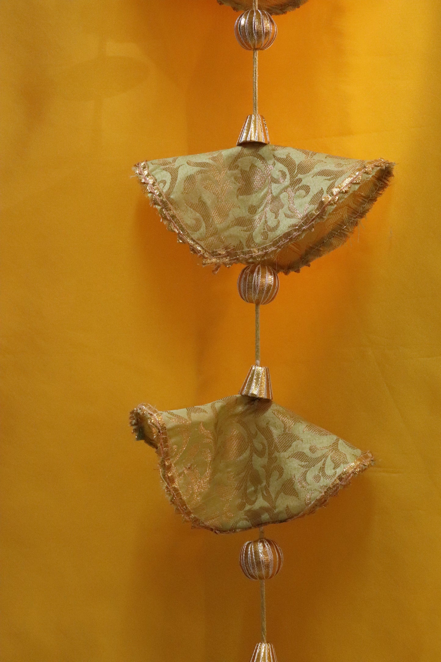 Regal Whimsy: Bunting Flags Hanging in Brocade- Pistachio Pair