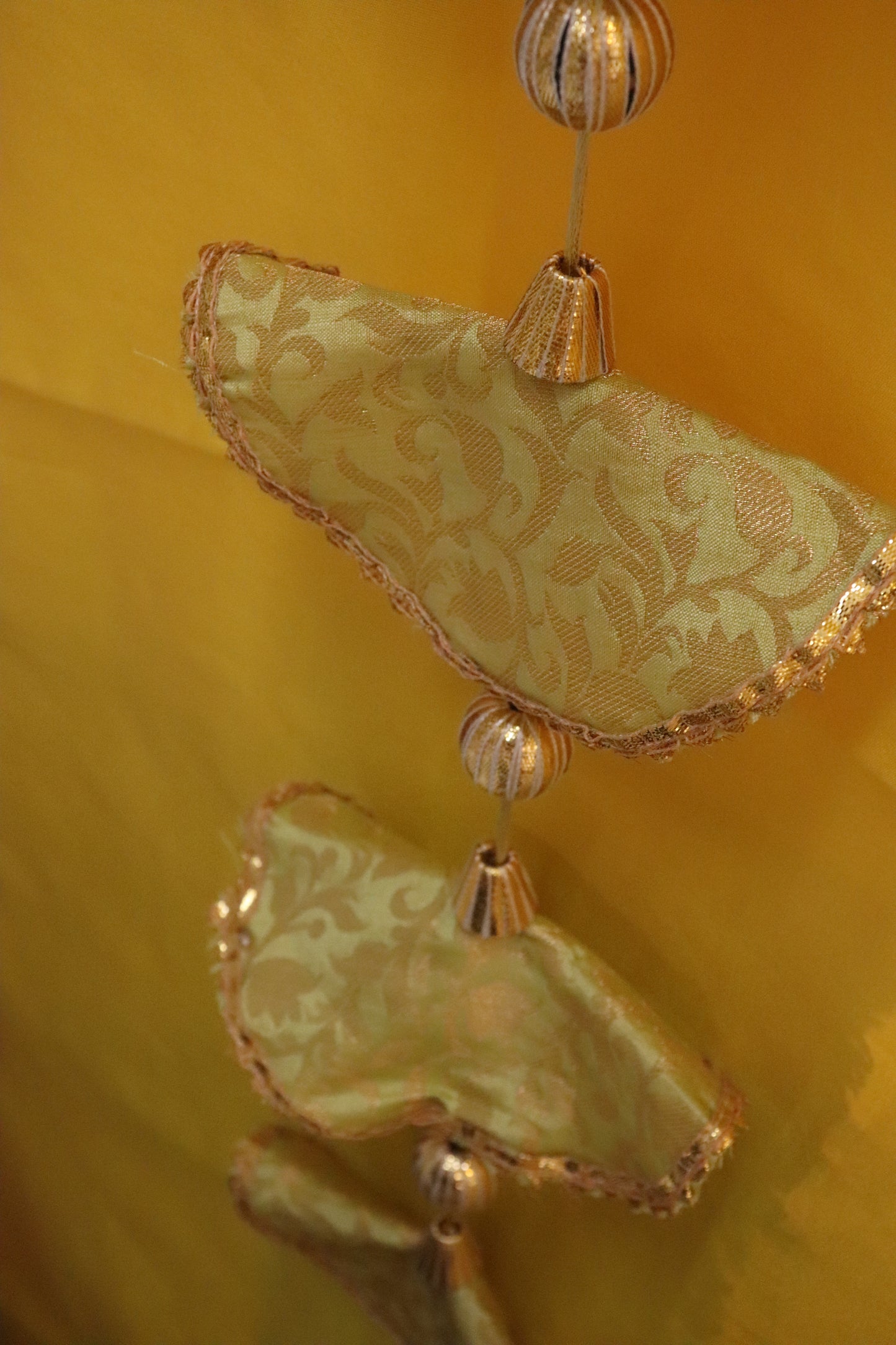 Regal Whimsy: Bunting Flags Hanging in Brocade- Pistachio Pair