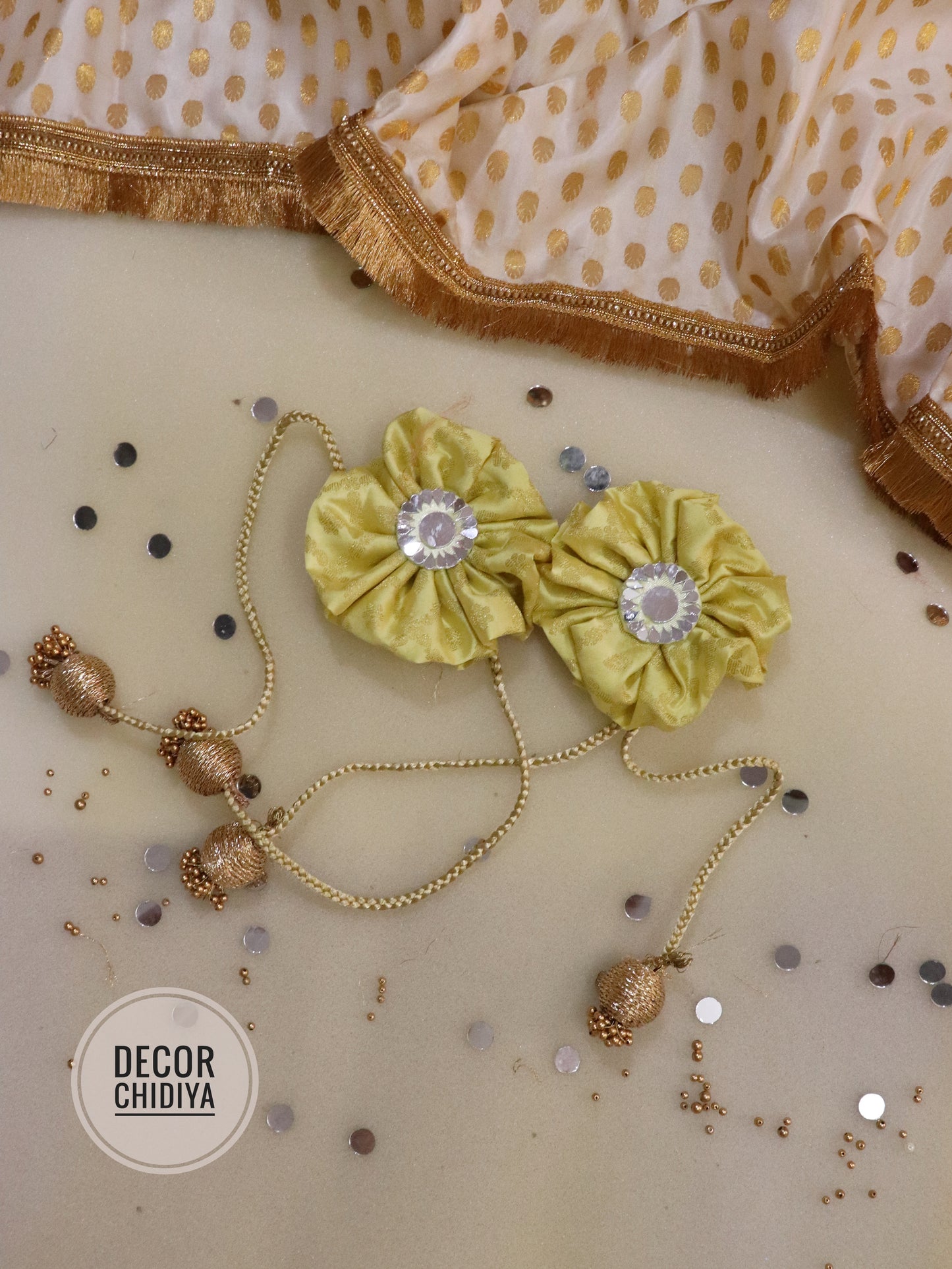 Curtain tie - Sunshine Symphony: Mirror Work Banarasi Fabric