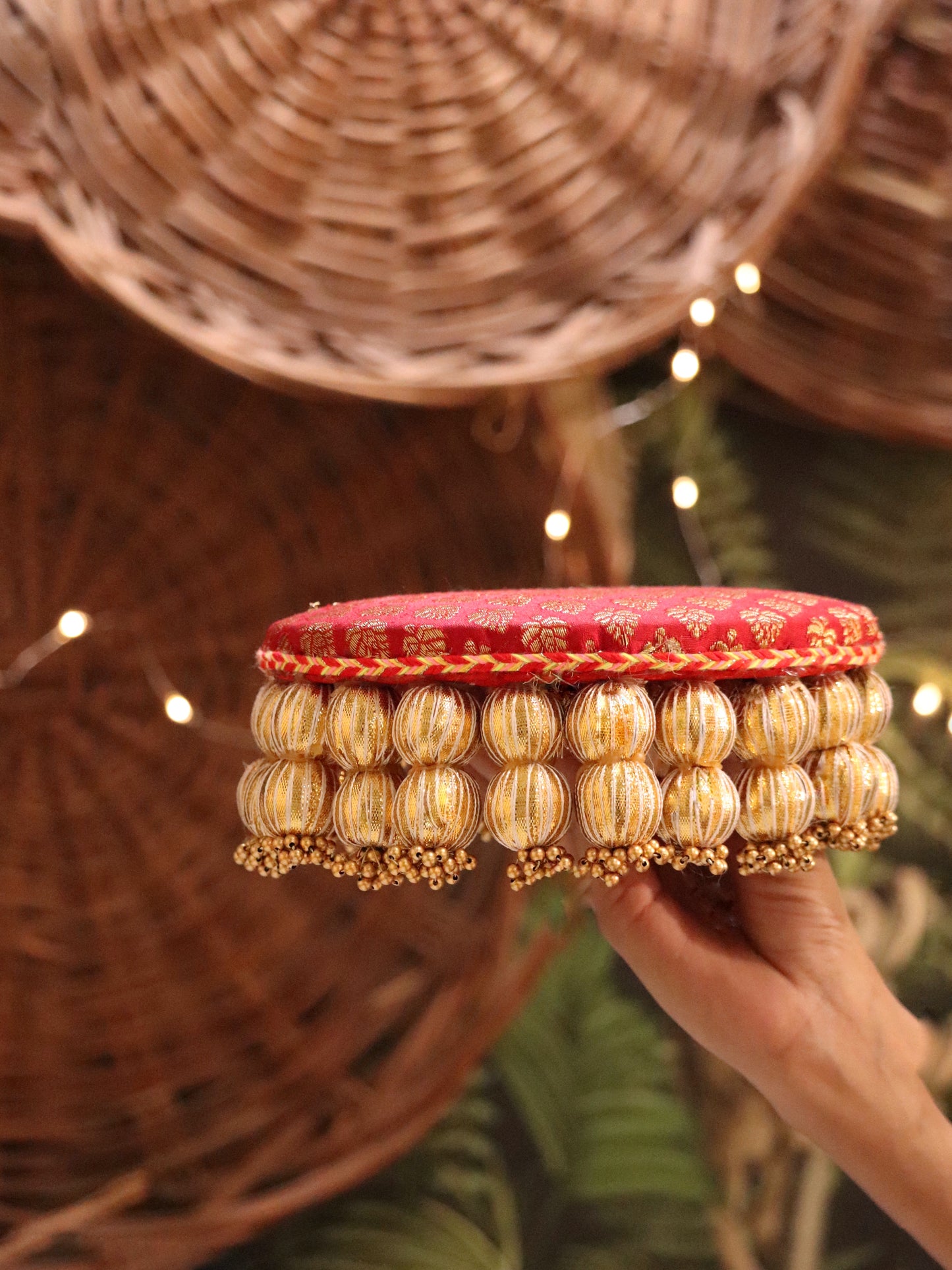 Jalkan - Kusum Red color - Dropping Tassel Placemat