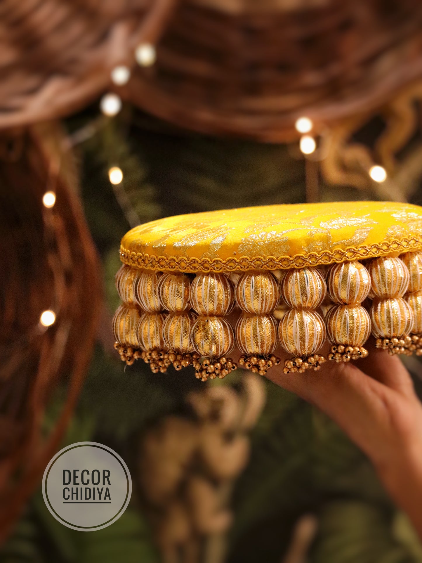 Jalkan - Sunehri yellow color - Dropping Tassel Placemat