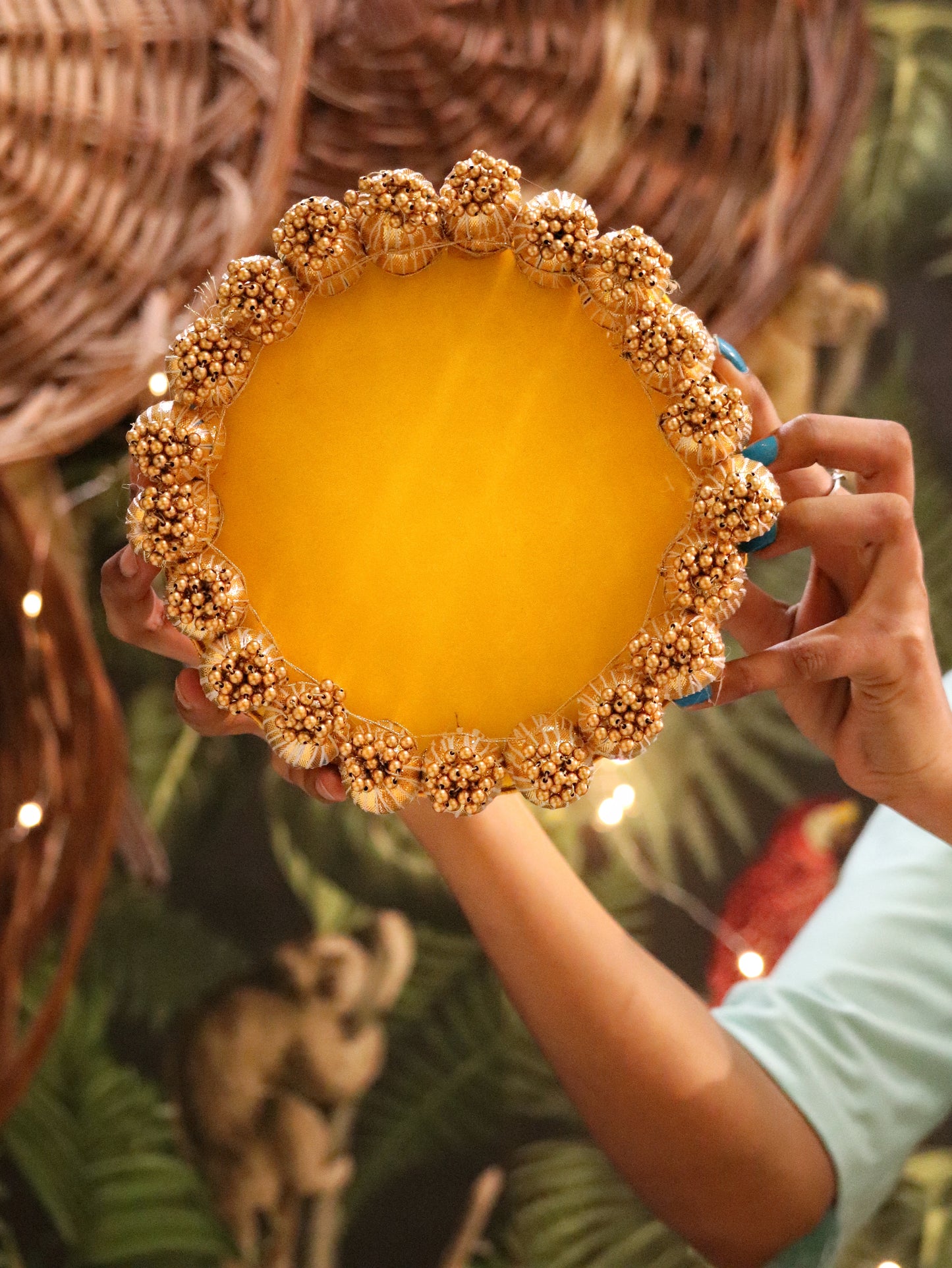 Jalkan - Sunehri yellow color - Dropping Tassel Placemat