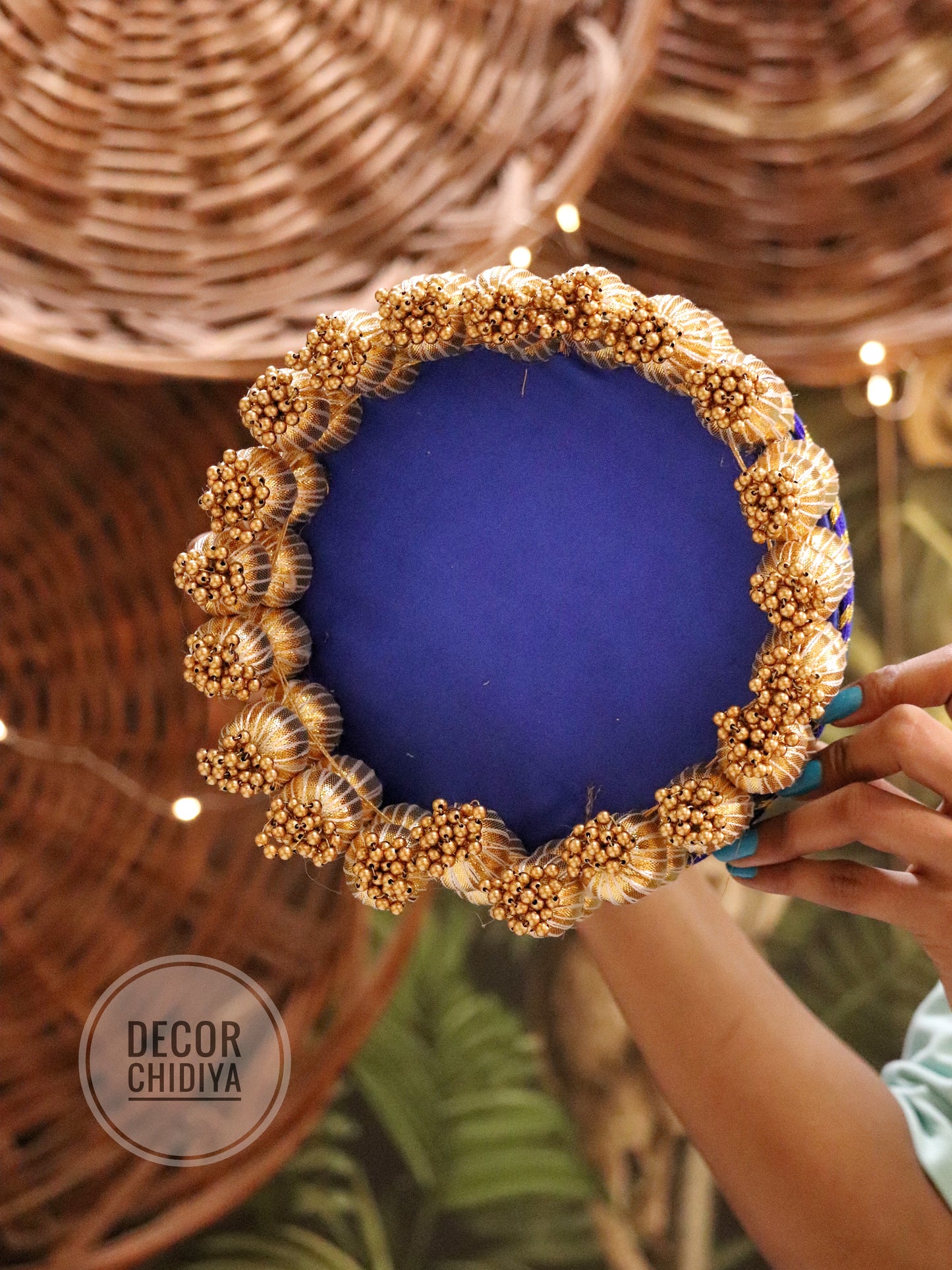 Jalkan - Neelkanthi Teal blue color - Dropping Tassel Placemat