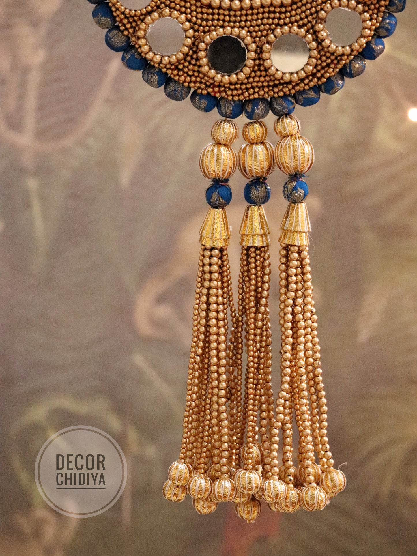 Aina - Mirror work wall hanging in Orange and Pink - Narangi neelkanth