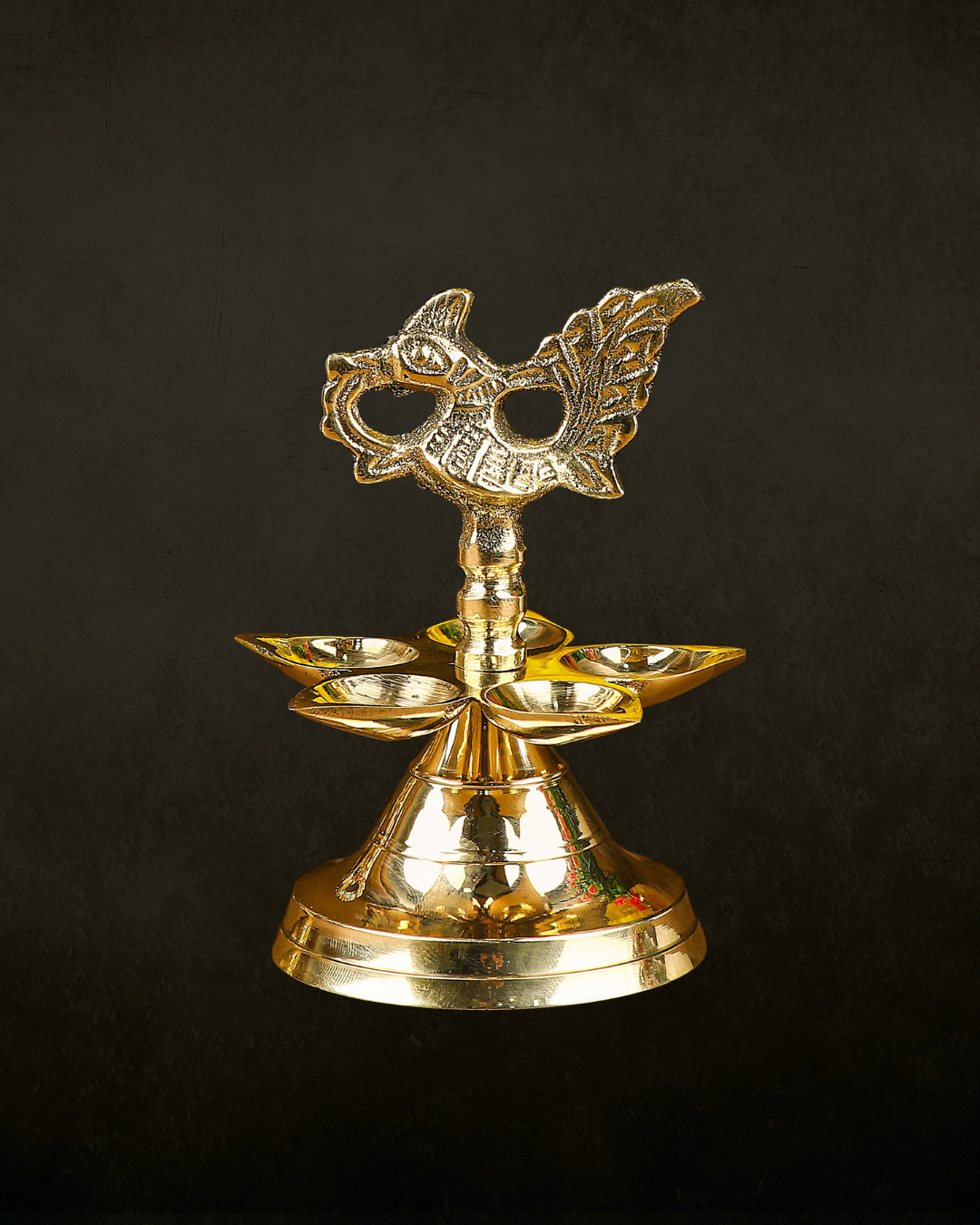 Brass 1 Step Panchmukhi Peacock Kerala Diya