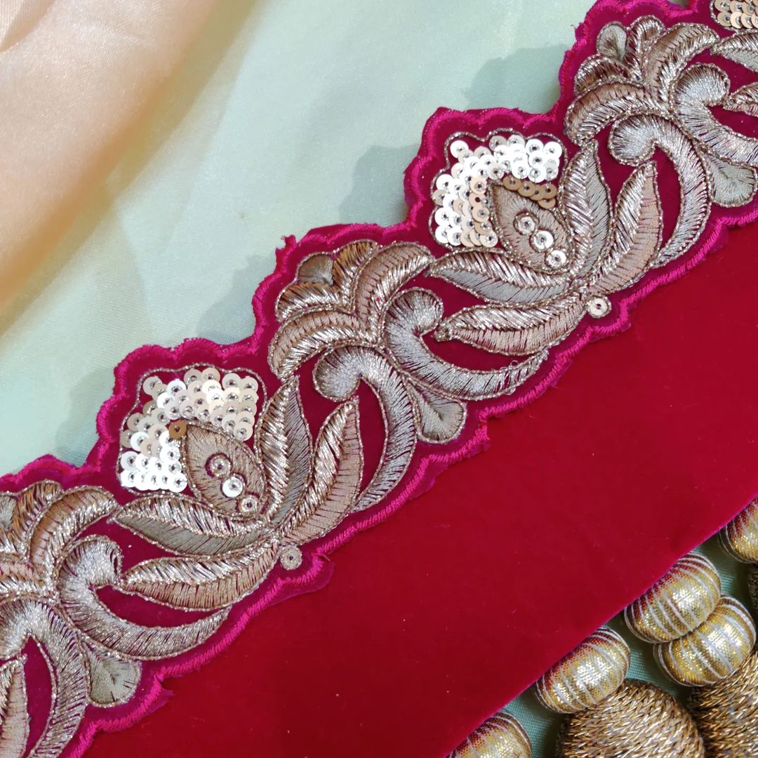 Exclusive- Nathdwara velvet Toran -Laal - small motifs brocade toran