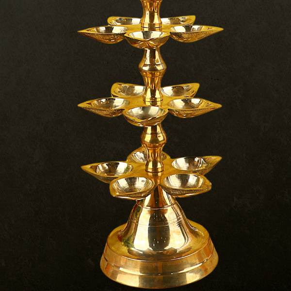 Brass 5 step Panchmukhi Peacock Kerala Diya