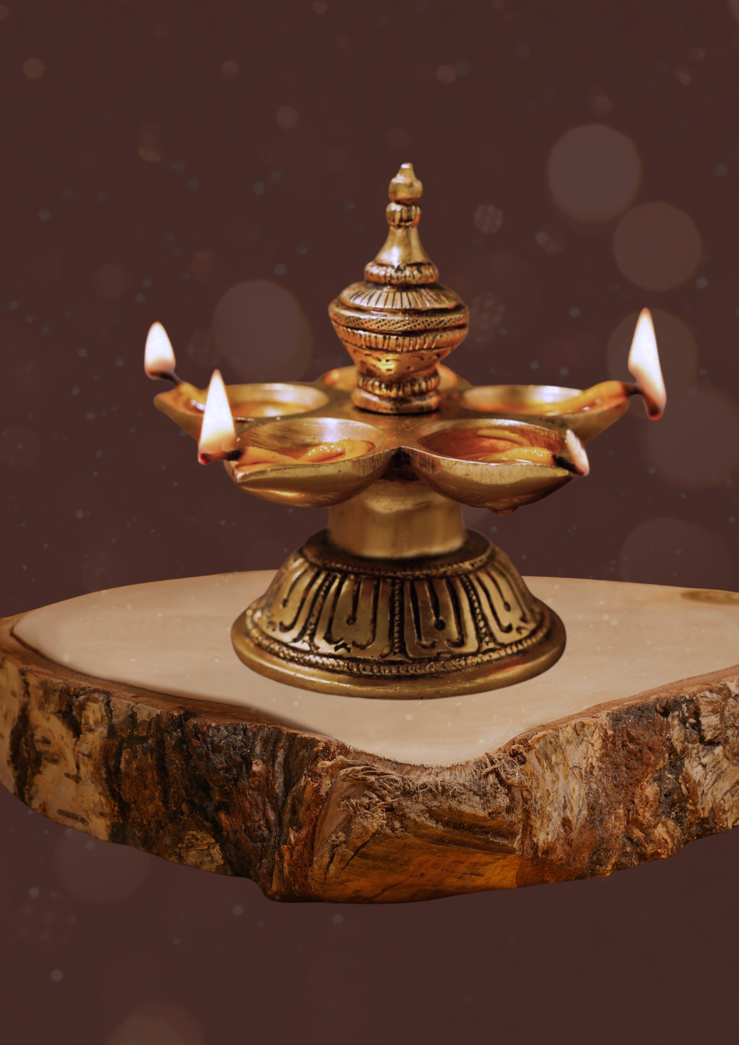 Panchmukhi Brass Deepak – Handcrafted Five-Face Diya