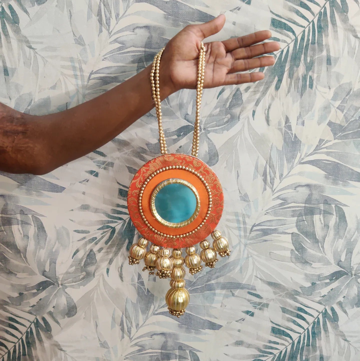 Shubh labh hanging Pair -Orange /Reversible / one side mirror