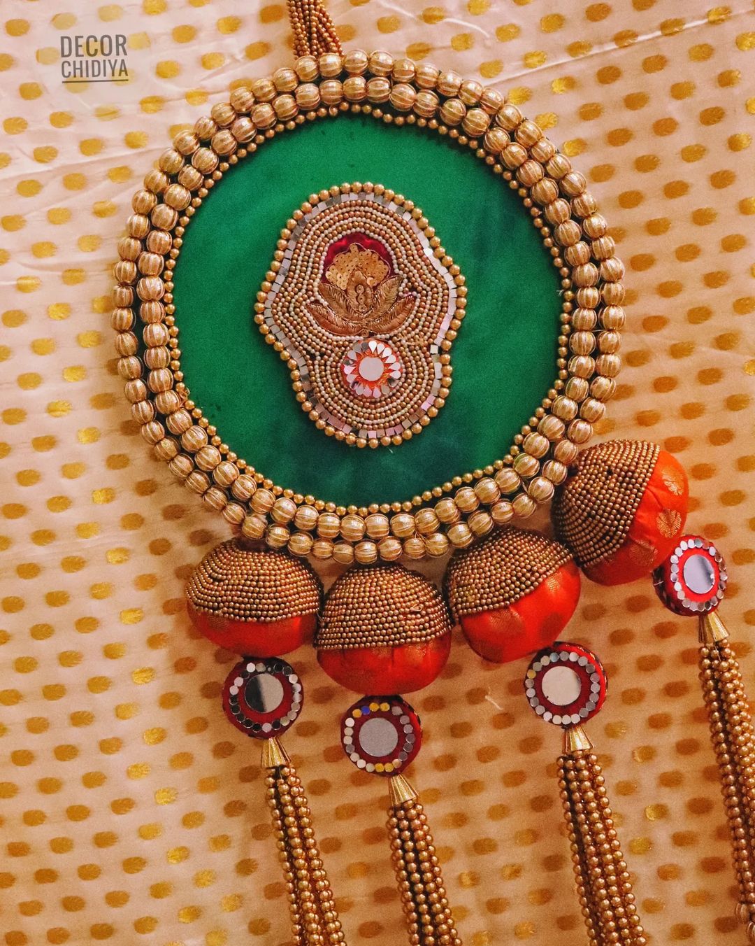 Ambuj-green and orange - wall hanging