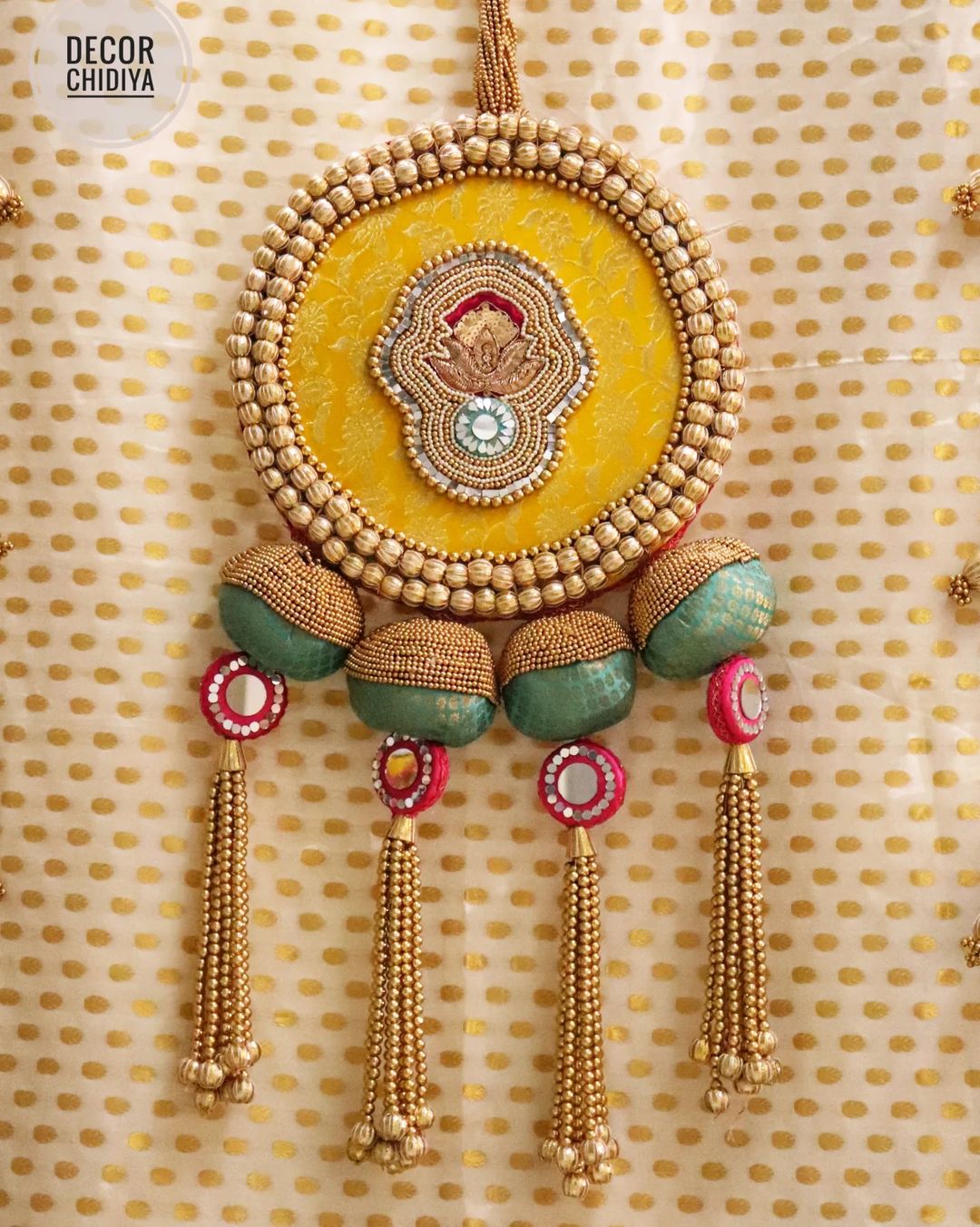 Ambuj-yellow and seagreen - wall hanging