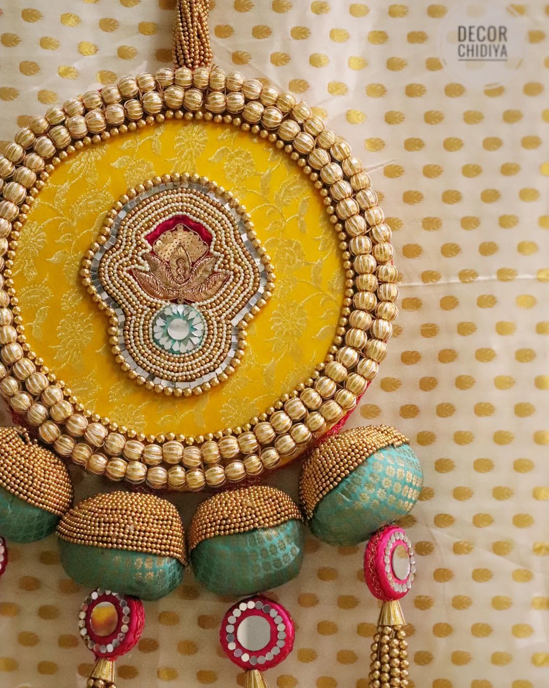 Ambuj-yellow and seagreen - wall hanging