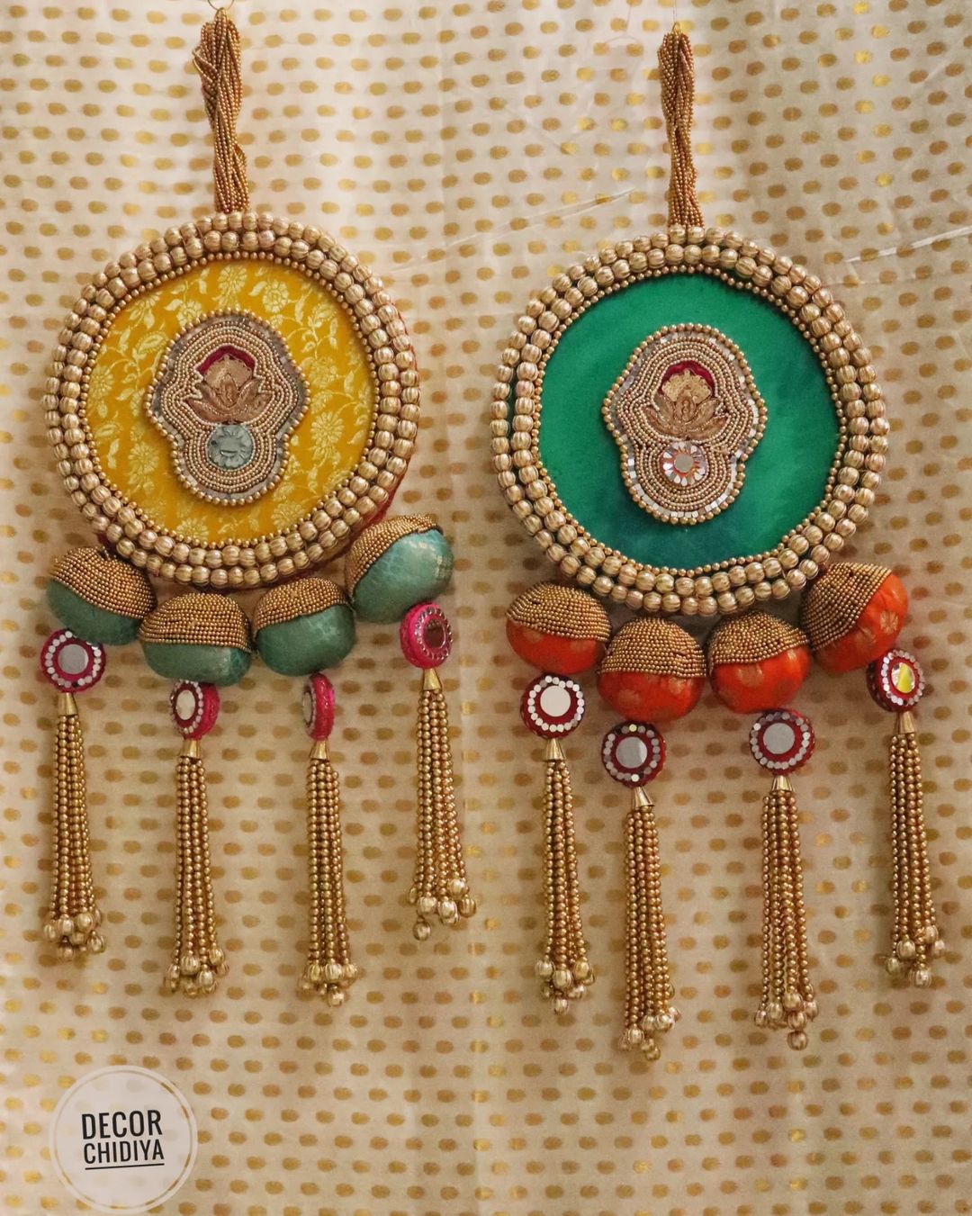Ambuj-yellow and seagreen - wall hanging