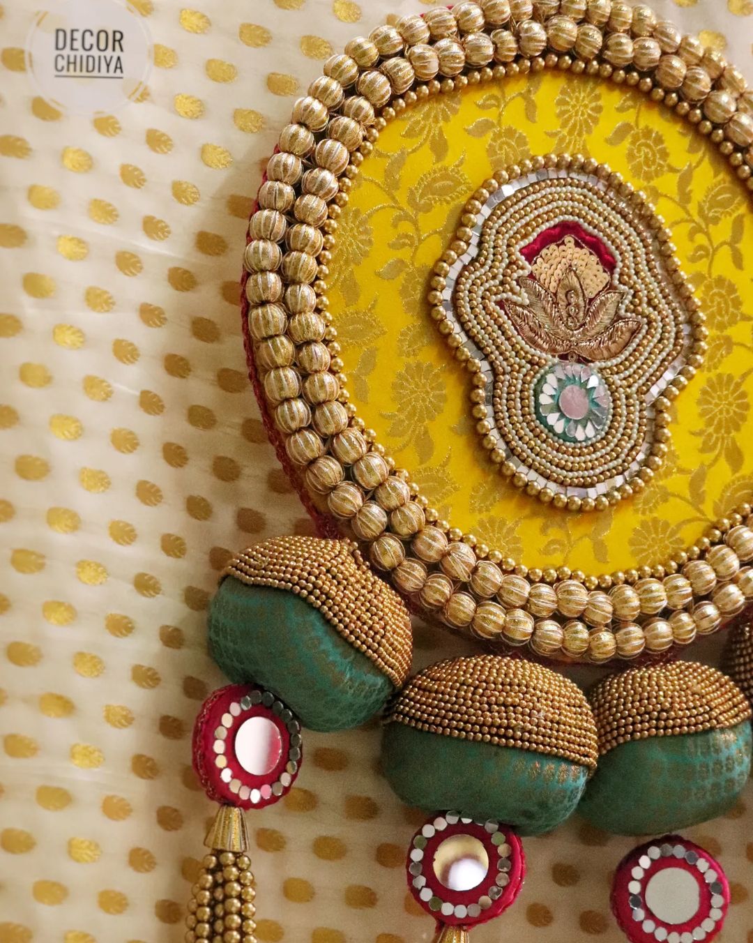 Ambuj-yellow and seagreen - wall hanging