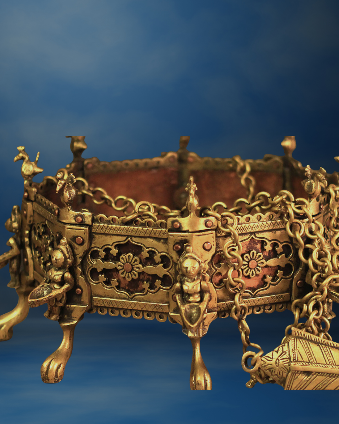 Antique Brass hanging planter | Handcarved hanging planter- large (14 inch)