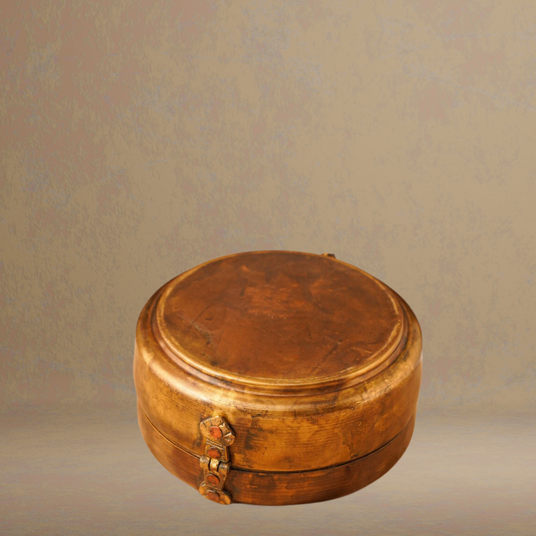 Antique hand carved Roti box in brass