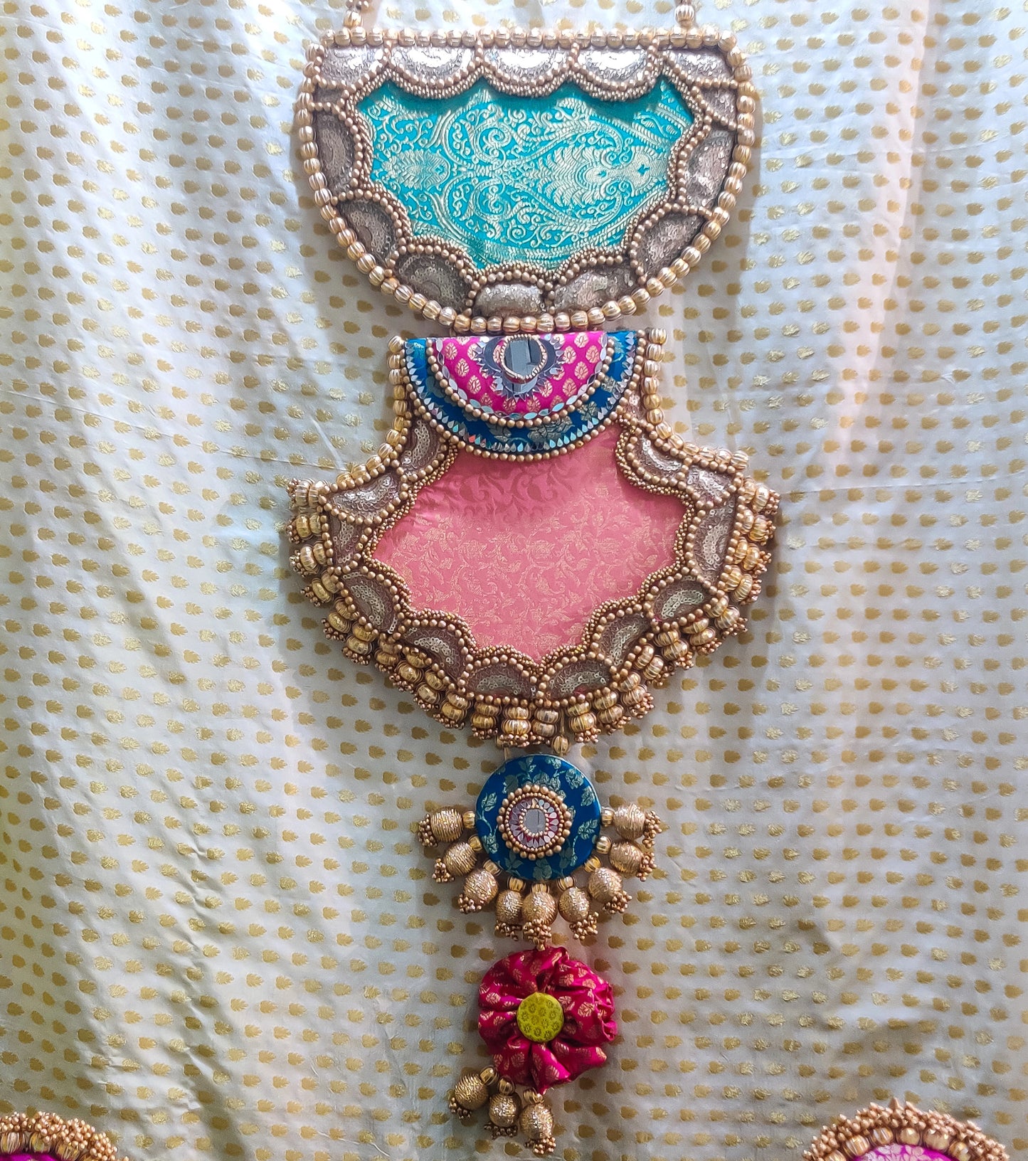 GAJMUKH WALL HANGING 2.0 - TURQUOISE AND LIGHT PINK